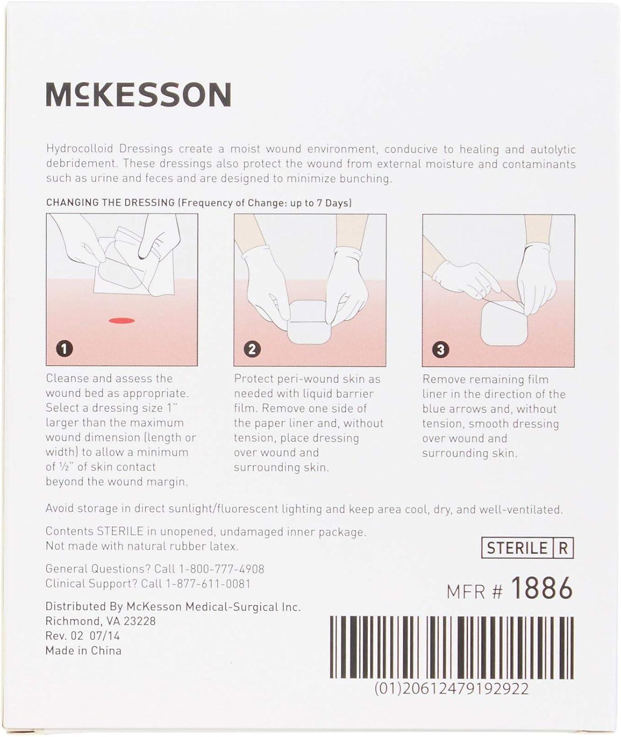 image:imageMcKesson Hydrocolloid Dressing Sterile Sacral Film Backing 5 Dressings  SelfAdhesive Sterile Bandage Waterproof Patch for Bed Sore Mild Burn Blister Acne Care  6 in x 7 in2 x 2 Inch