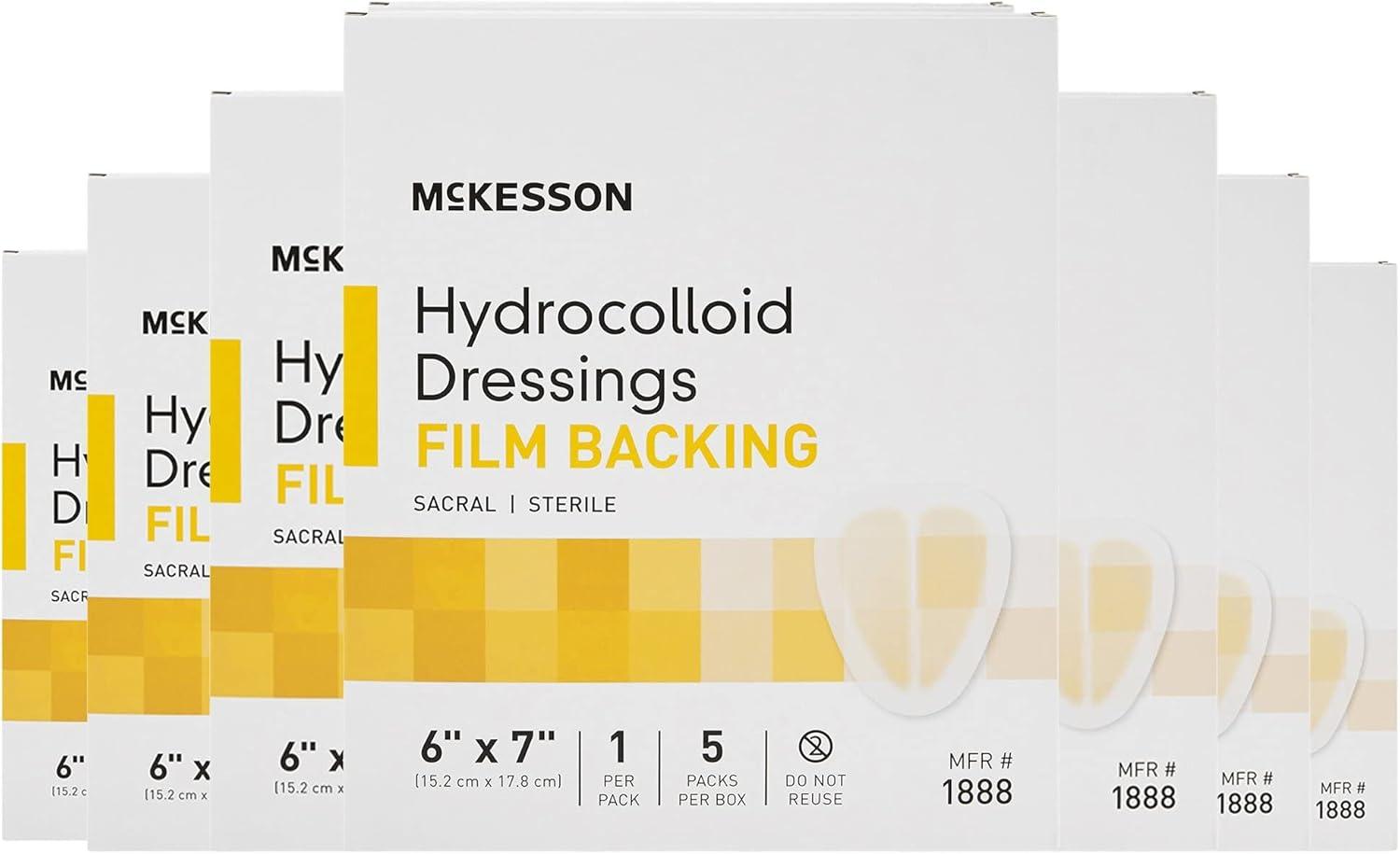 image:imageMcKesson Hydrocolloid Dressing Sterile Sacral Film Backing 5 Dressings SelfAdhesive Sterile Bandage Waterproof Patch for Bed Sore Mild Burn Blister Acne Care 6 in x 7 in6 x 7 Inch