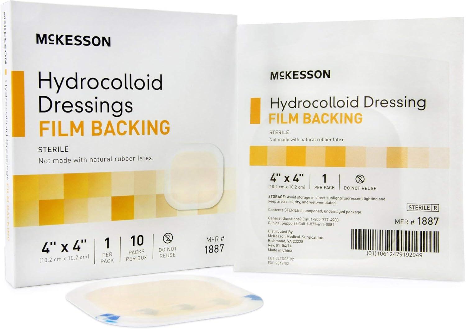 image:imageMcKesson Hydrocolloid Dressing Sterile Sacral Film Backing 5 Dressings SelfAdhesive Sterile Bandage Waterproof Patch for Bed Sore Mild Burn Blister Acne Care 6 in x 7 in4 x 4 Inch