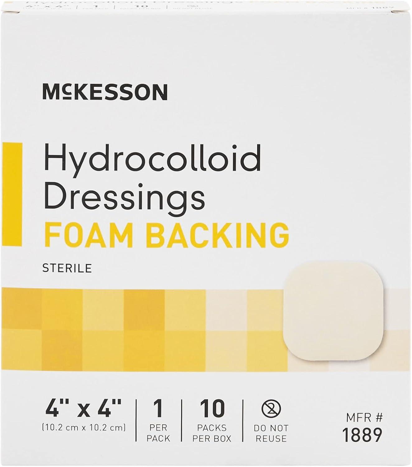 image:imageMcKesson Hydrocolloid Dressings with Foam Backing Sterile 10 Boxes 100 Dressings Total SelfAdhesive Sterile Bandage Waterproof Patch for Bed Sore Mild Burn Blister Acne Care 4 in x 4 in4 x 4 Inch