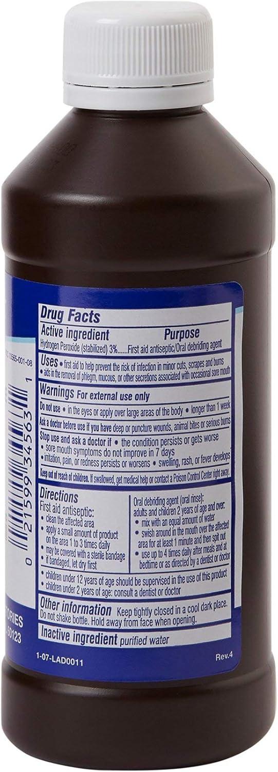 image:imageMcKesson Hydrogen Peroxide 3 8 oz Pack of 1 Topical Solution USP First Aid Antiseptic Oral Debriding Agent