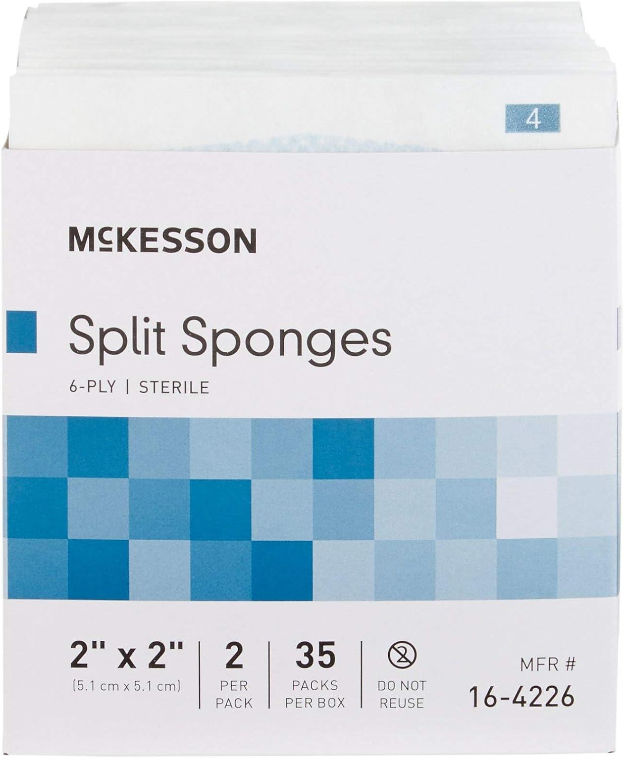 image:imageMcKesson IV Gauze Pads 2x2 Inch Sterile Split Sponges 1400 Sponges 20 Box Bulk LowLint Dressing for IV Sites Injection Ports amp Small Catheters 2 per Pack2x2 Inch