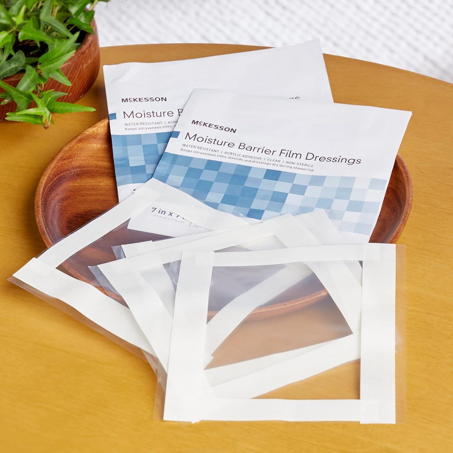 image:imageMcKesson IV Site Barrier Protector Clear 7 in x 7 in 5 Count WaterResistant Adhesive Film SingleUse Shower Cover for Dressings Catheters PICC Lines Stomas Dialysis Incision Protection