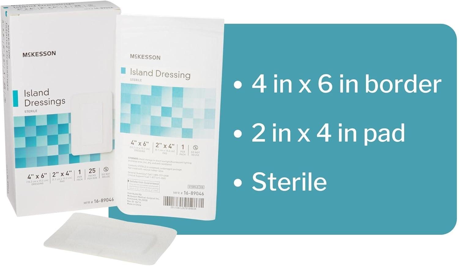 image:imageMcKesson Island Dressing Sterile PolypropyleneRayon 4 in x 6 in 25 Count 1 Pack