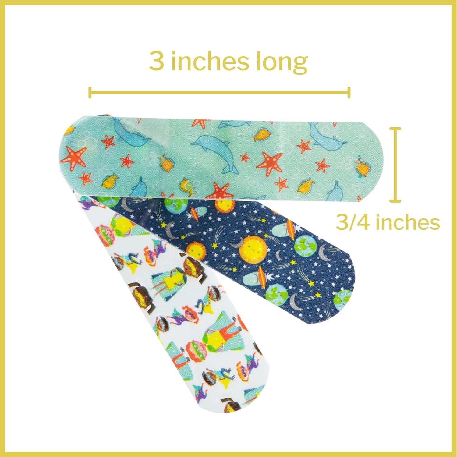 image:imageMcKesson Kids Adhesive Bandages Sterile Plastic Strip Assorted Prints 34 in x 3 in 100 Count 24 Packs 2400 Total