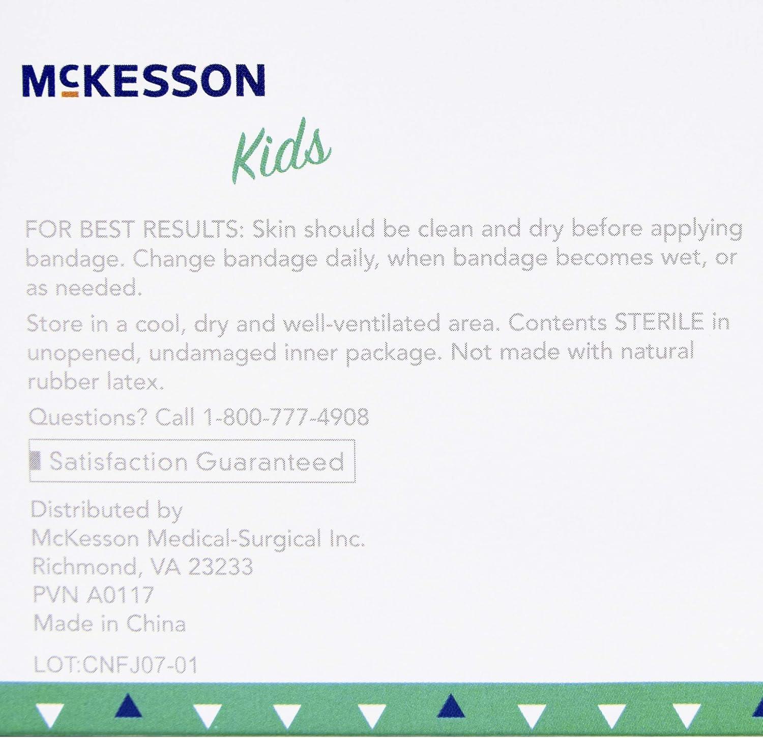 image:imageMcKesson Kids Adhesive Bandages Sterile Plastic Strip Neon 34 in x 3 in 100 Count 24 Packs 2400 Total