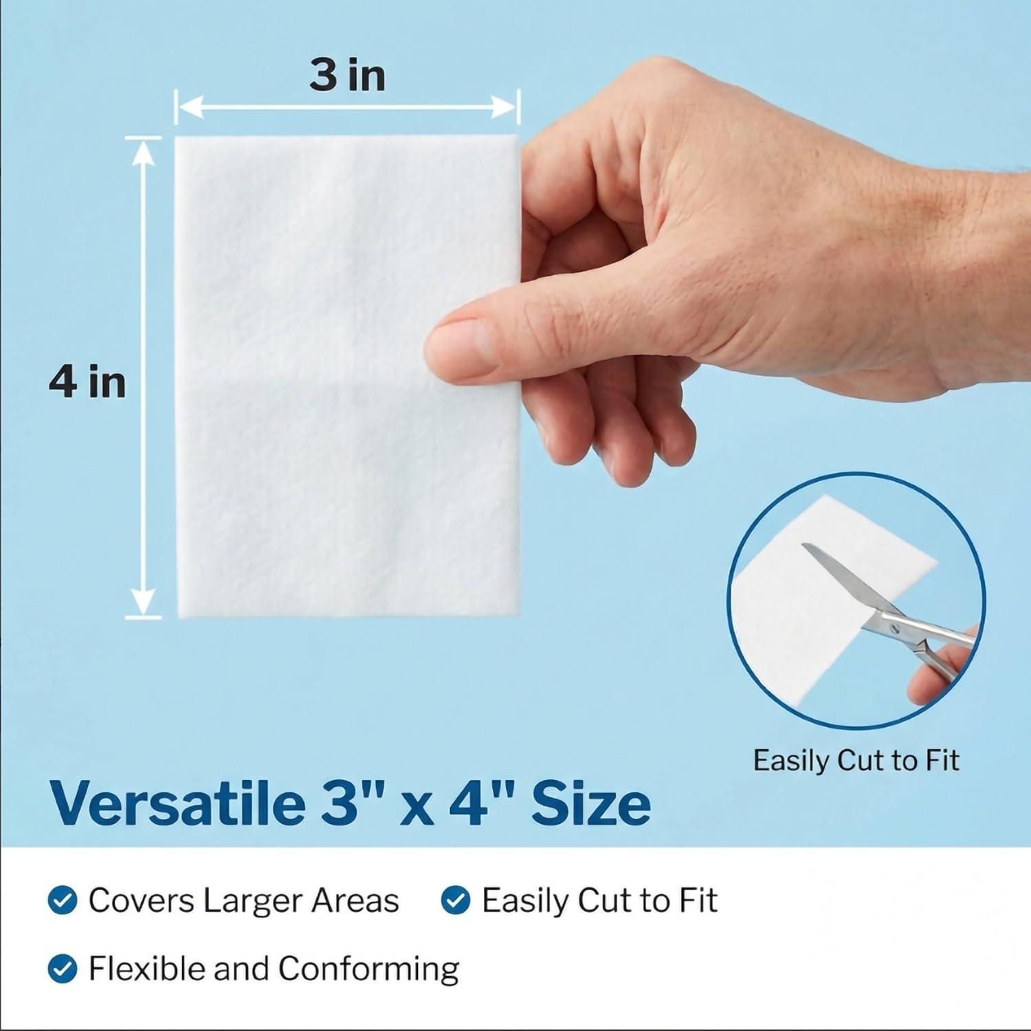 image:imageMcKesson NonAdherent Pads for Wounds 2x3 Inch 100 Count Sterile NonStick Wound Dressing Highly Absorbent Painless Removal Individually Wrapped3x4 Inch