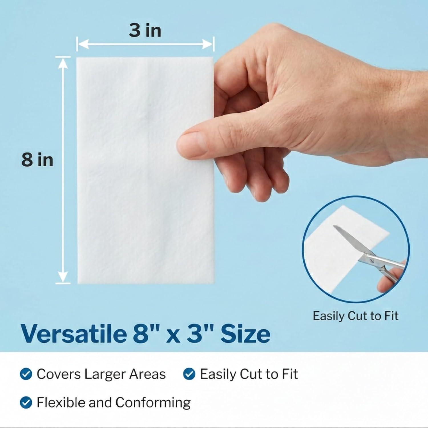 image:imageMcKesson NonAdherent Pads for Wounds 2x3 Inch 100 Count Sterile NonStick Wound Dressing Highly Absorbent Painless Removal Individually Wrapped8x3 Inch