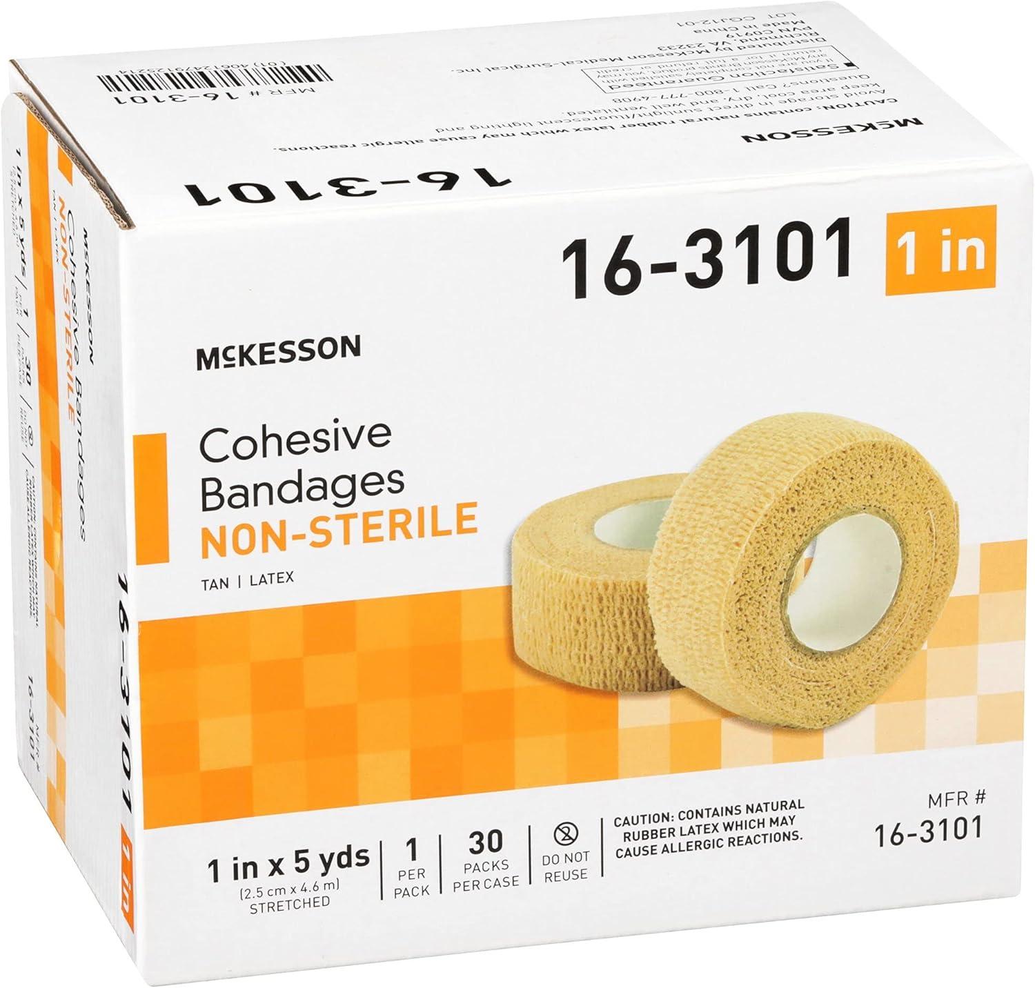 image:imageMcKesson NonSterile Elastic Cohesive Bandage Tan 1 in x 5 yds 1 Count 30 Packs 30 Total