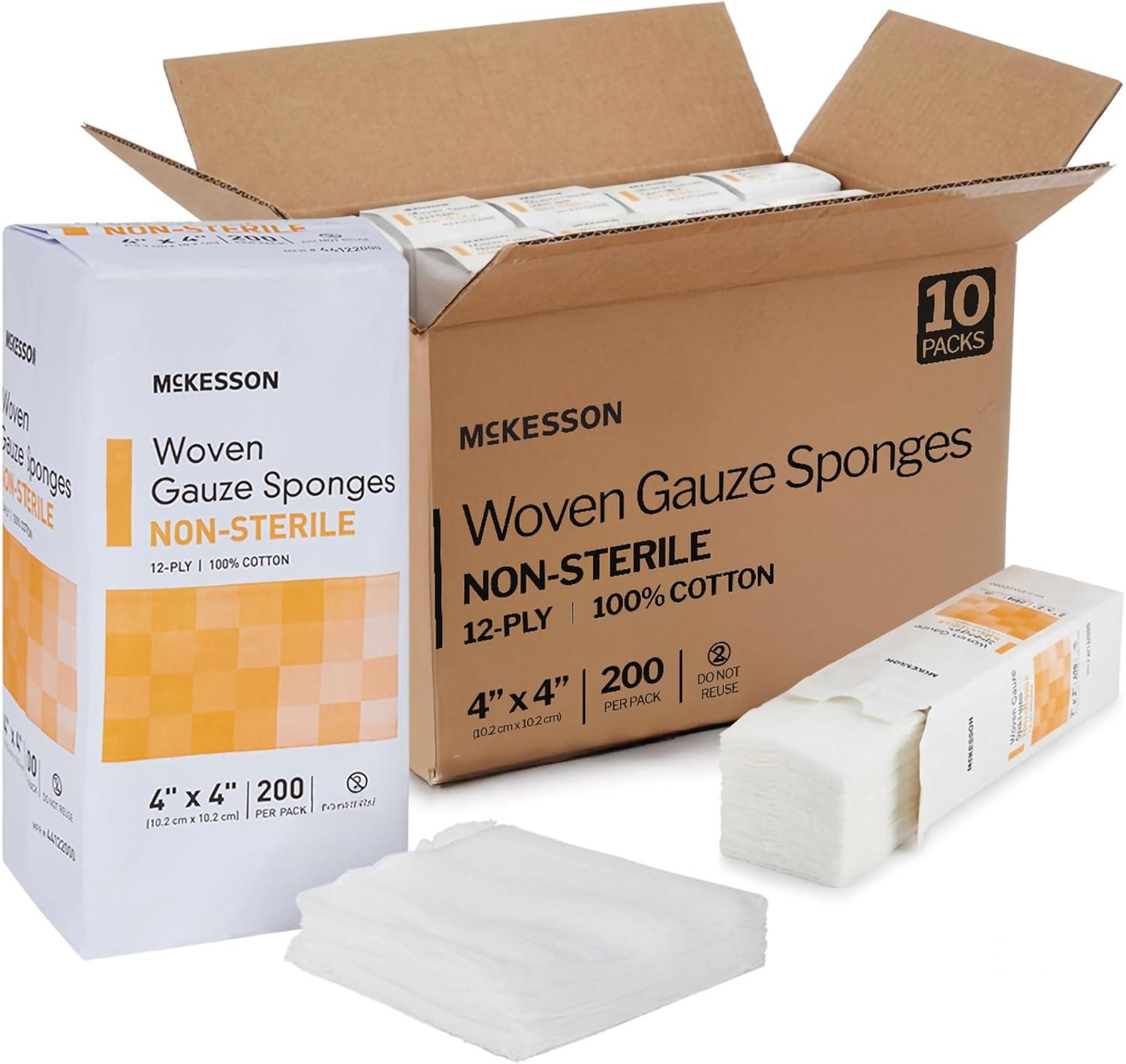 image:imageMcKesson NonSterile Gauze Pads 3x3 Inch 4000 Count Bulk Pack 12Ply 100 Cotton NonSterile Woven Sponges for Wound Care amp First Aid Highly Absorbent amp Breathable Medical Supplies4x4 Inch