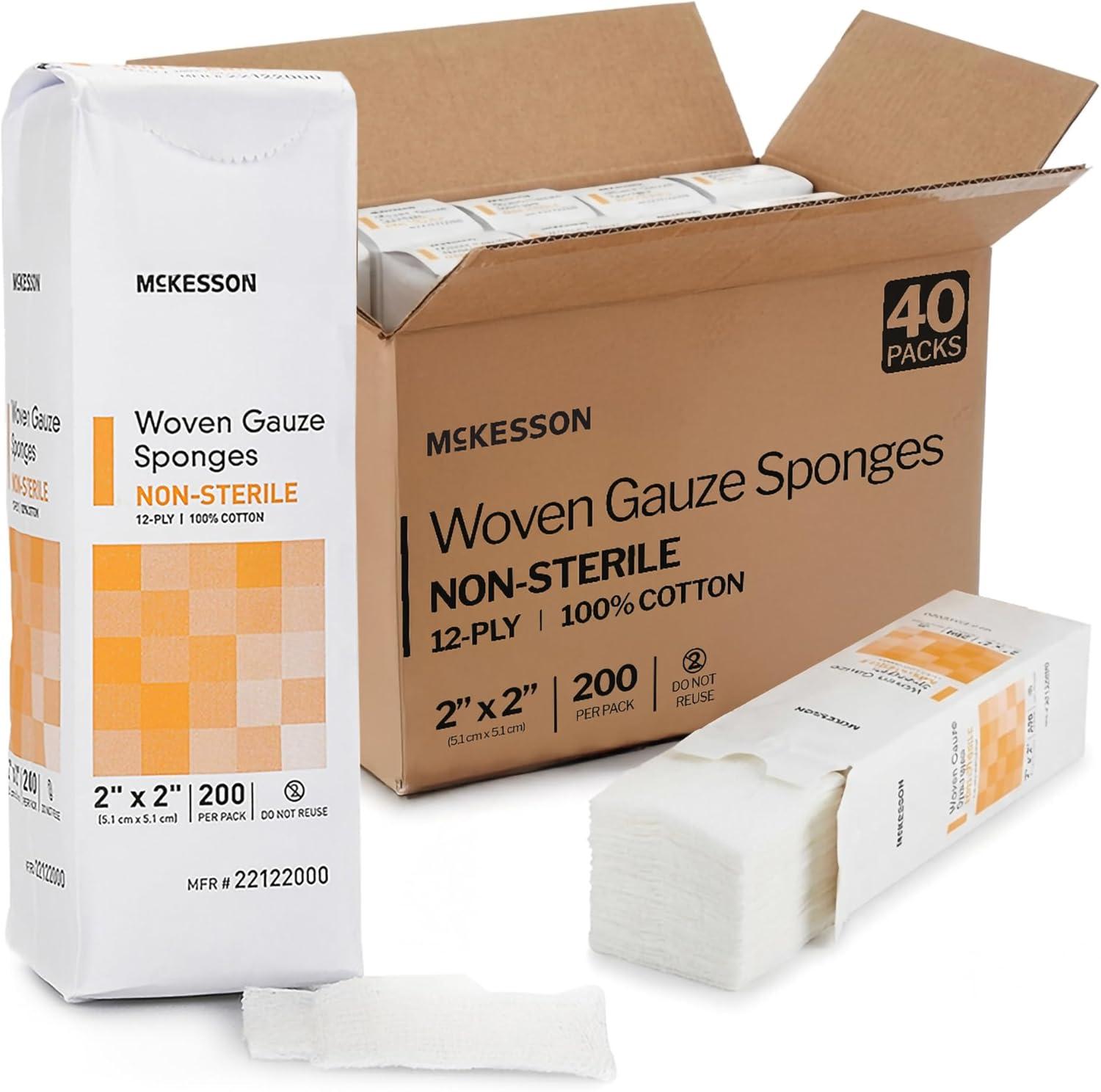 image:imageMcKesson NonSterile Gauze Pads 3x3 Inch 4000 Count Bulk Pack 12Ply 100 Cotton NonSterile Woven Sponges for Wound Care amp First Aid Highly Absorbent amp Breathable Medical Supplies2x2 Inch