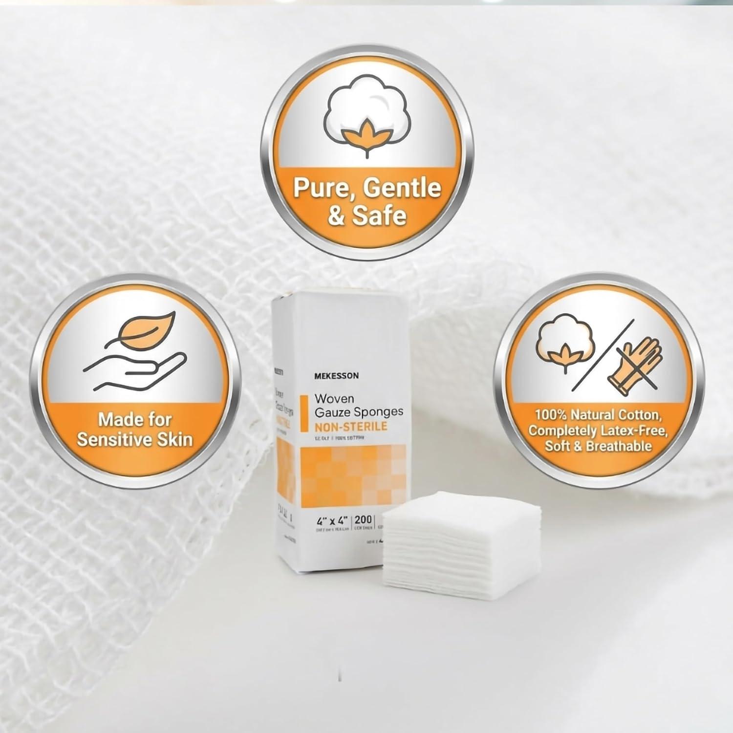 image:imageMcKesson NonSterile Gauze Pads 3x3 Inch 4000 Count Bulk Pack 12Ply 100 Cotton NonSterile Woven Sponges for Wound Care amp First Aid Highly Absorbent amp Breathable Medical Supplies4x4 Inch