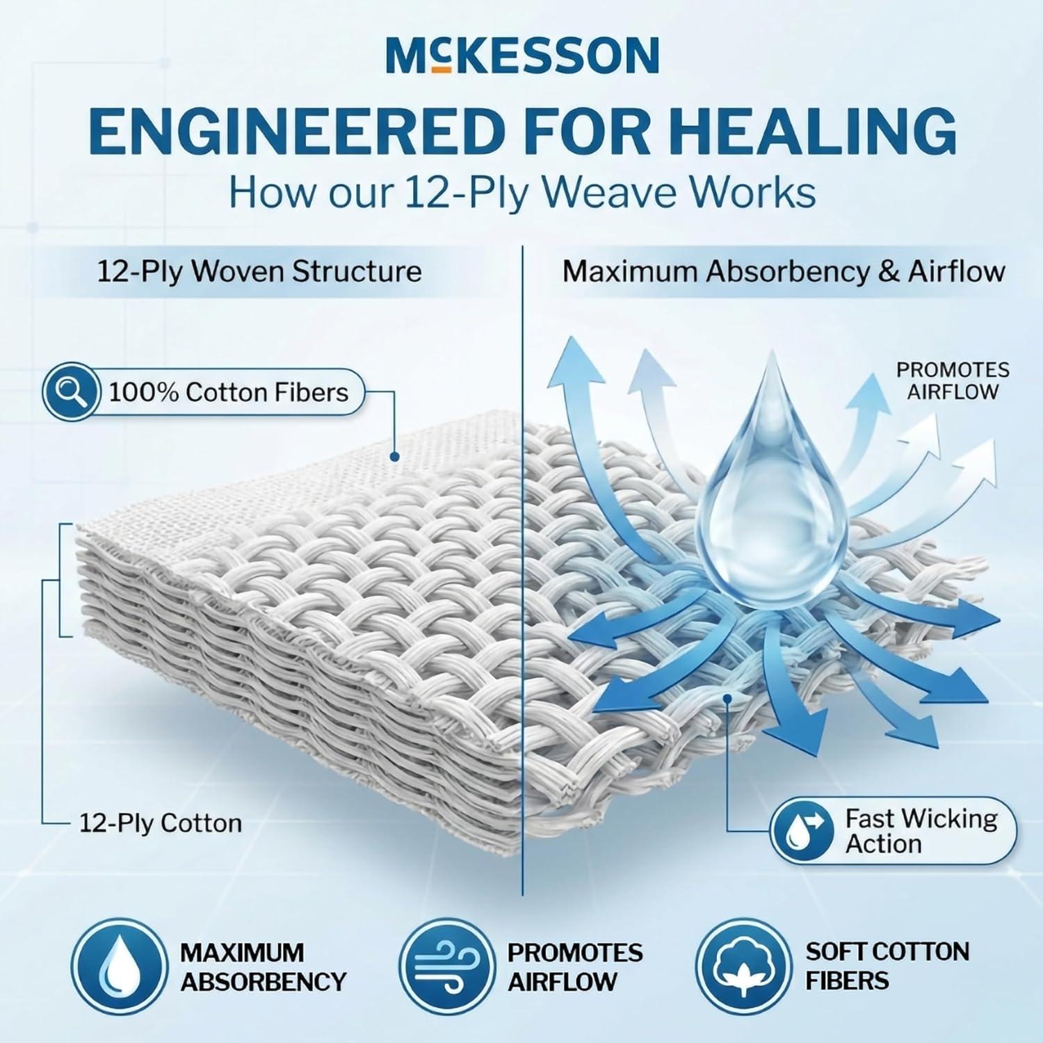 image:imageMcKesson NonSterile Gauze Pads 3x3 Inch 4000 Count Bulk Pack 12Ply 100 Cotton NonSterile Woven Sponges for Wound Care amp First Aid Highly Absorbent amp Breathable Medical Supplies4x4 Inch