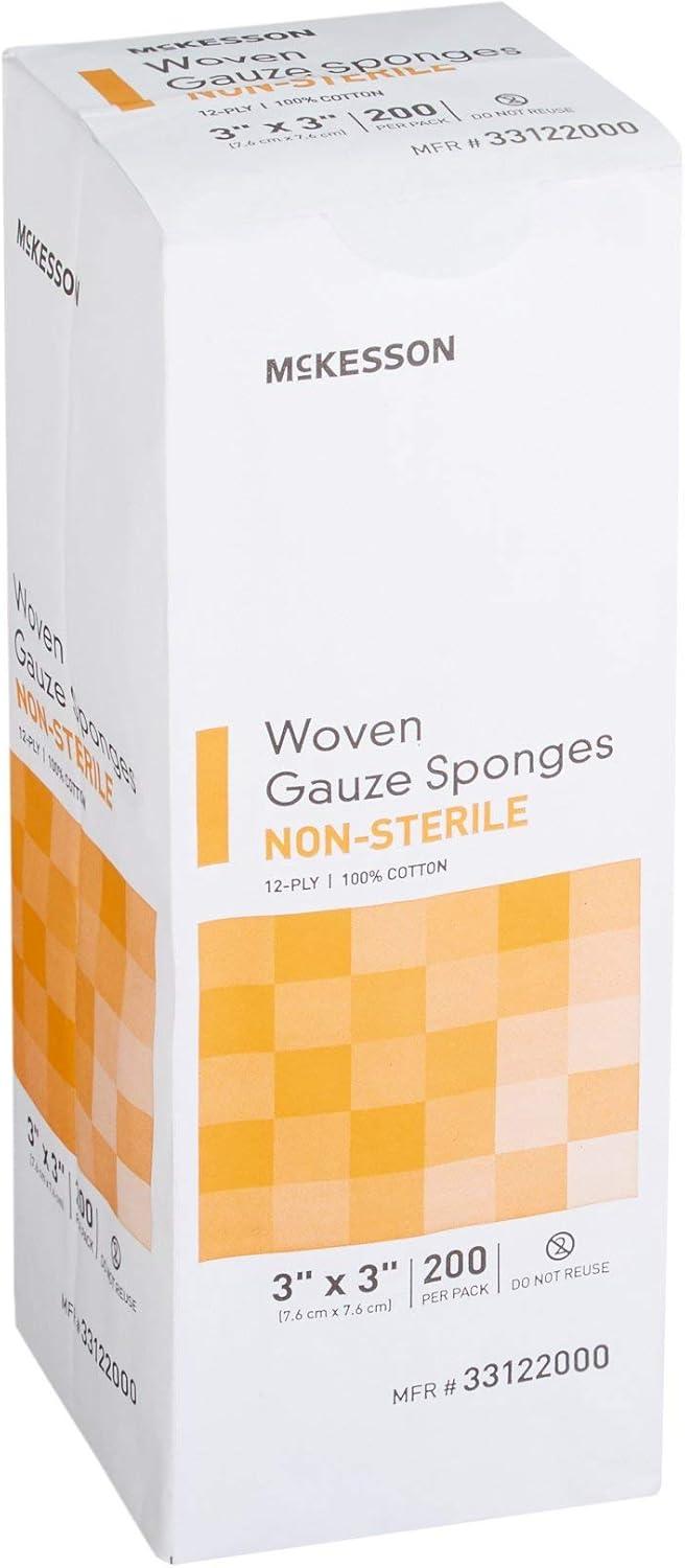 image:imageMcKesson NonSterile Gauze Pads 3x3 Inch 4000 Count Bulk Pack 12Ply 100 Cotton NonSterile Woven Sponges for Wound Care amp First Aid Highly Absorbent amp Breathable Medical Supplies3x3 Inch