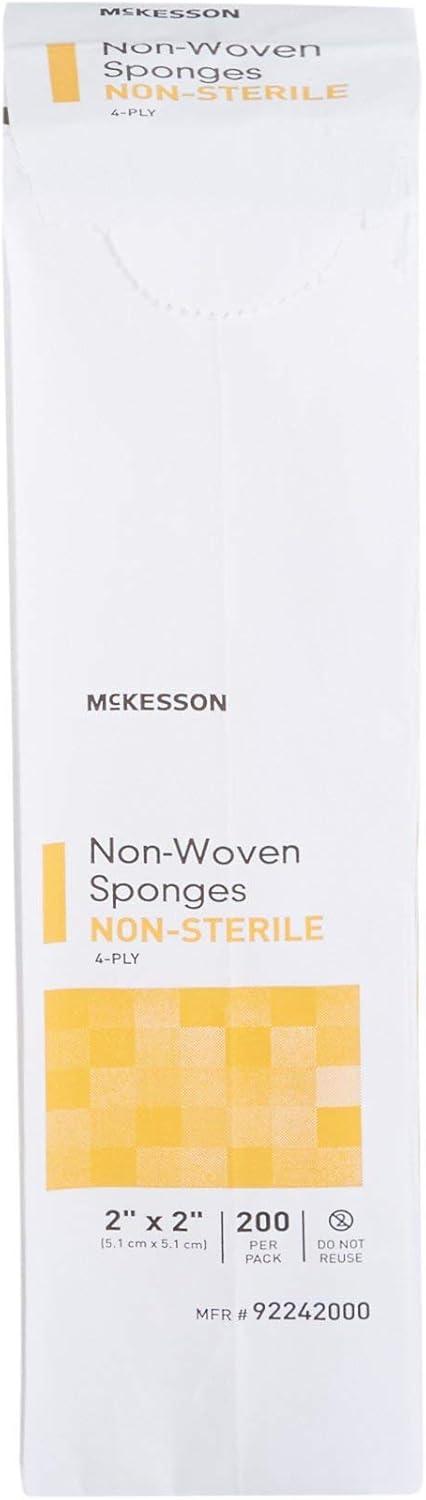 image:imageMcKesson NonWoven Sponges 4Ply NonSterile PolyesterRayon Blend 2 in x 2 in 200 per Pack 20 Packs 4000 Total