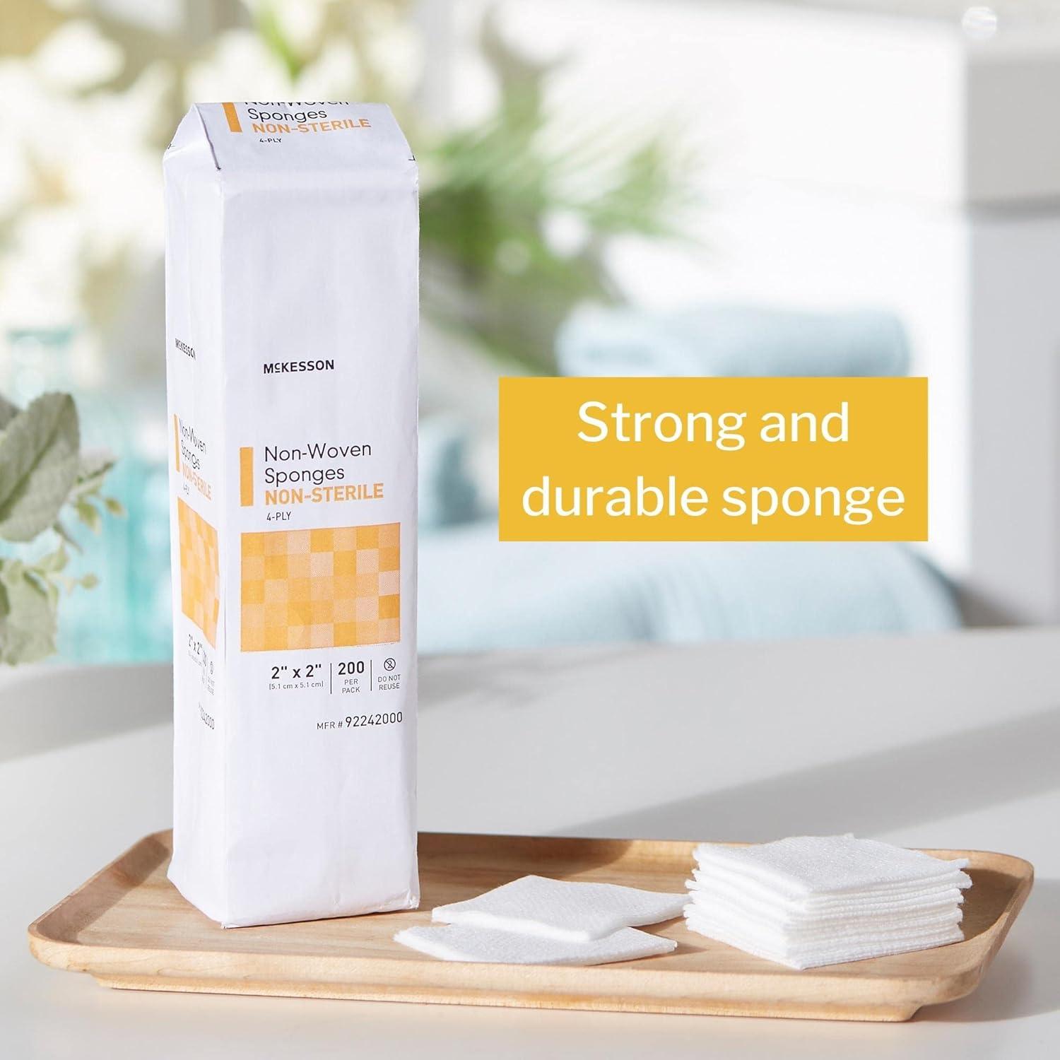 image:imageMcKesson NonWoven Sponges 4Ply NonSterile PolyesterRayon Blend 2 in x 2 in 200 per Pack 20 Packs 4000 Total