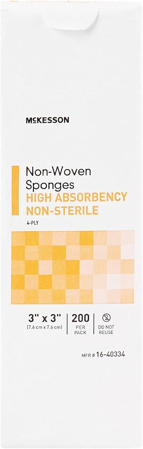 image:imageMcKesson NonWoven Sponges NonSterile 4Ply High Absorbency PolyesterRayon 3 in x 3 in 200 per Pack 1 Pack