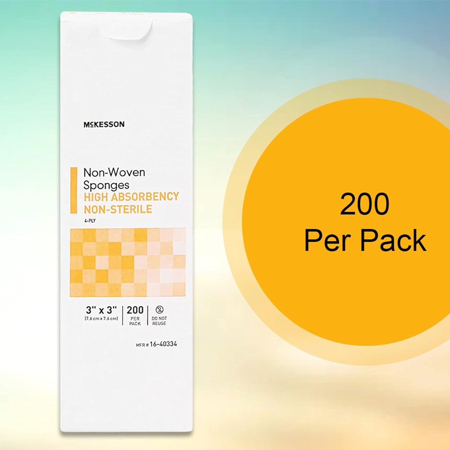 image:imageMcKesson NonWoven Sponges NonSterile 4Ply High Absorbency PolyesterRayon 3 in x 3 in 200 per Pack 1 Pack