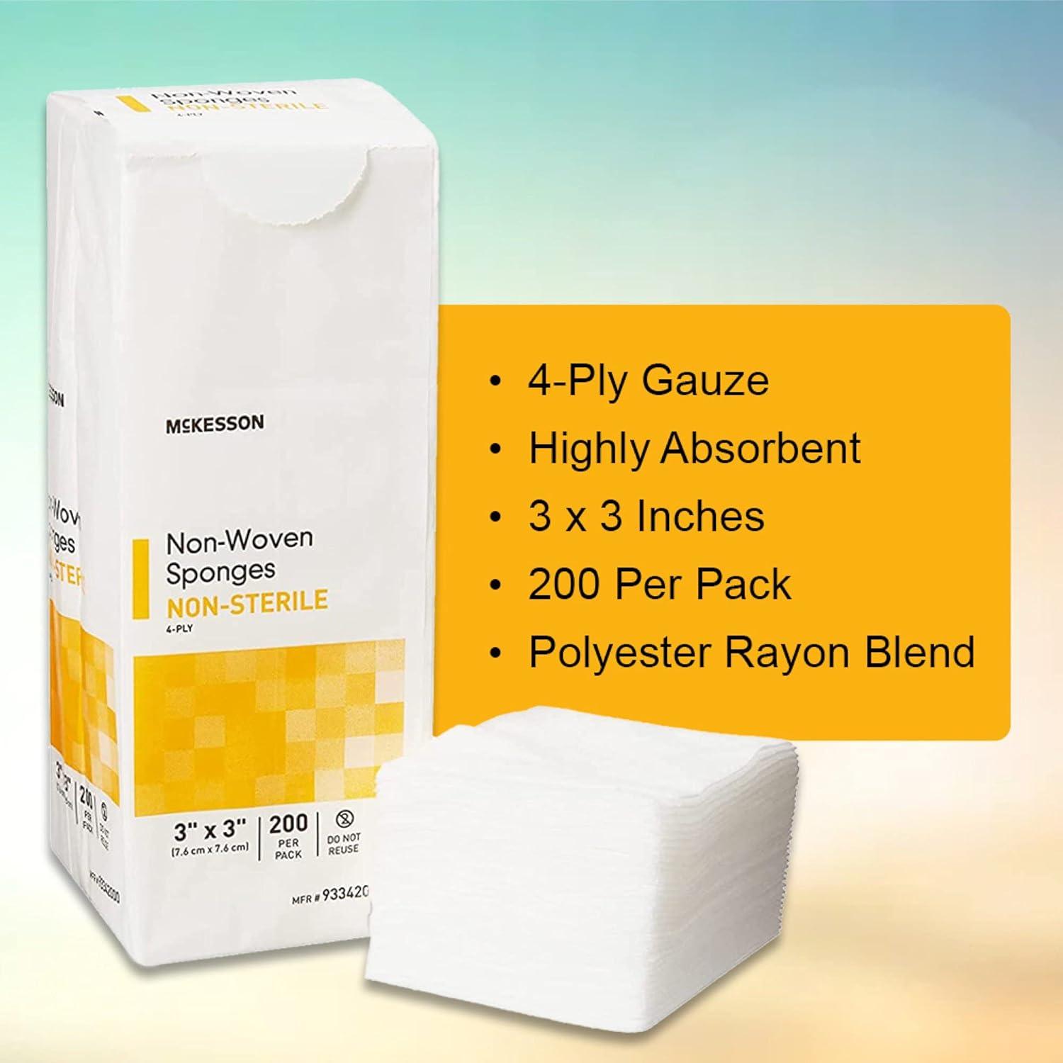 image:imageMcKesson NonWoven Sponges NonSterile 4Ply PolyesterRayon 3 in x 3 in 200 per Pack 1 Pack