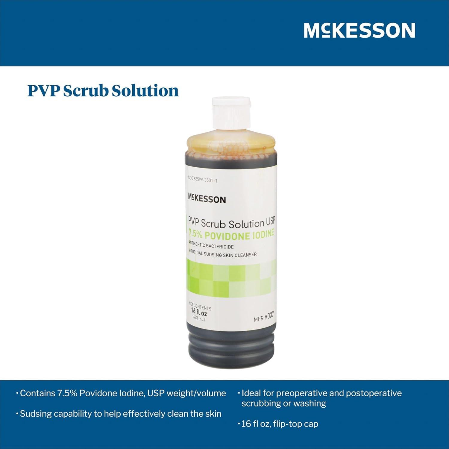 image:imageMcKesson PVP Scrub Solution USP 75 PovidoneIodine 16 oz 1 Count16 Fl Oz Pack of 12