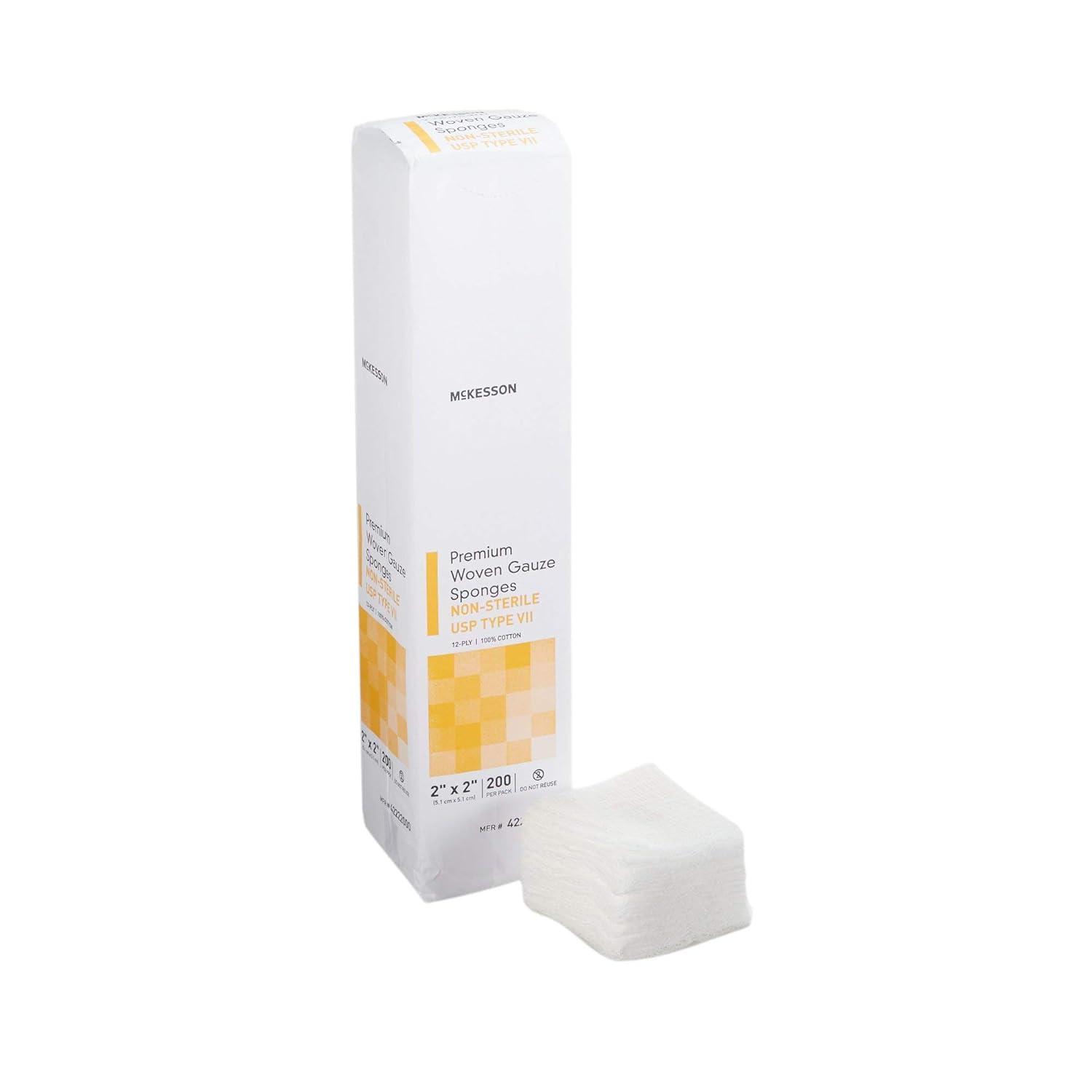 image:imageMcKesson Premium Woven Gauze Sponges NonSterile 12Ply USP Type VII 100 Cotton 2 in x 2 in 200 per Pack 1 Pack