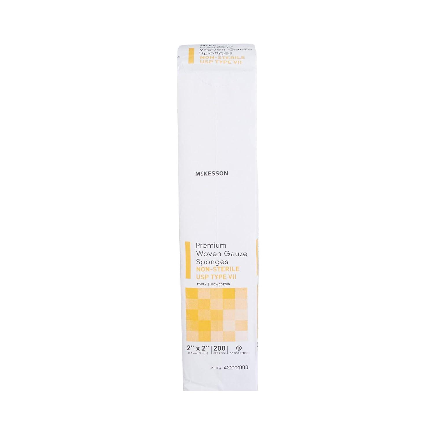 image:imageMcKesson Premium Woven Gauze Sponges NonSterile 12Ply USP Type VII 100 Cotton 2 in x 2 in 200 per Pack 1 Pack
