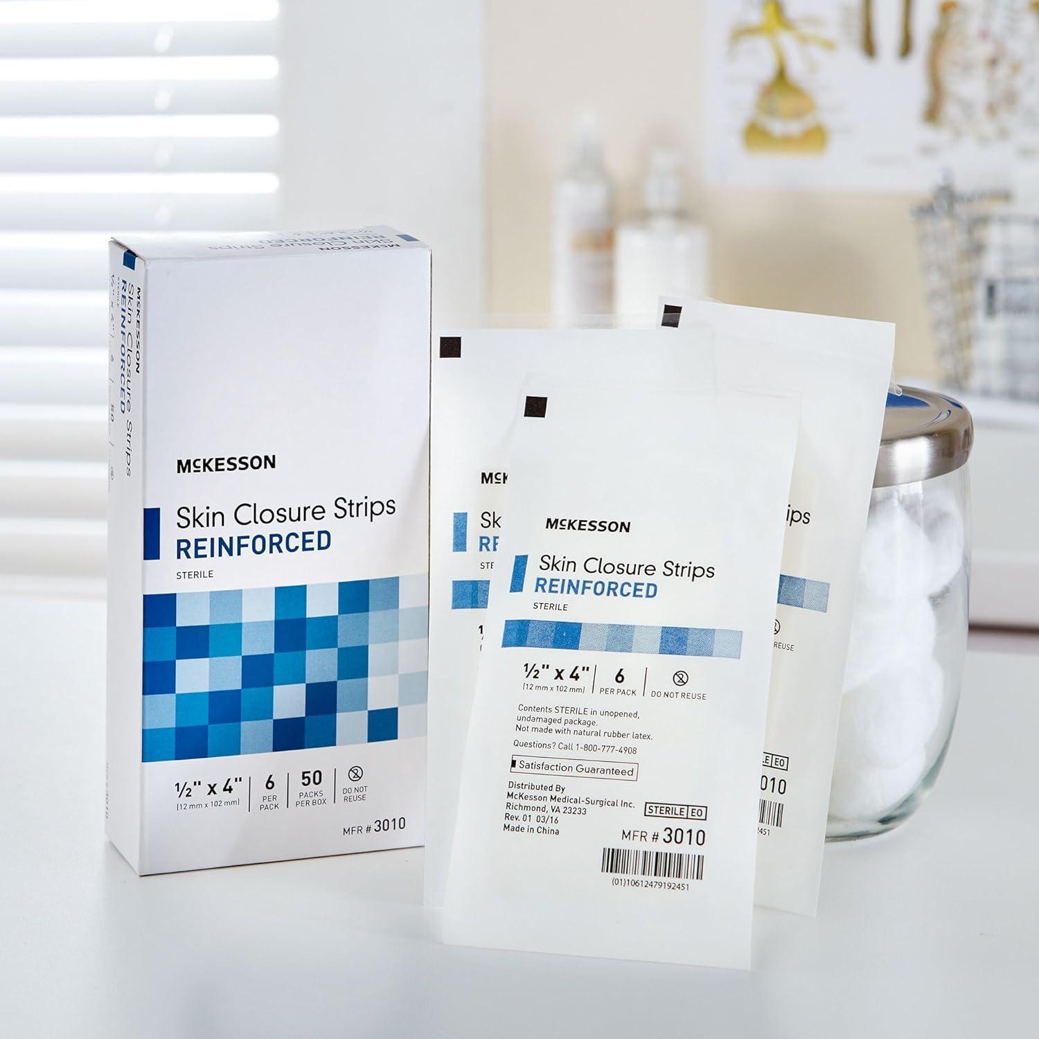image:imageMcKesson Skin Closure Strips Sterile Reinforced 12 in x 4 in 200 Count