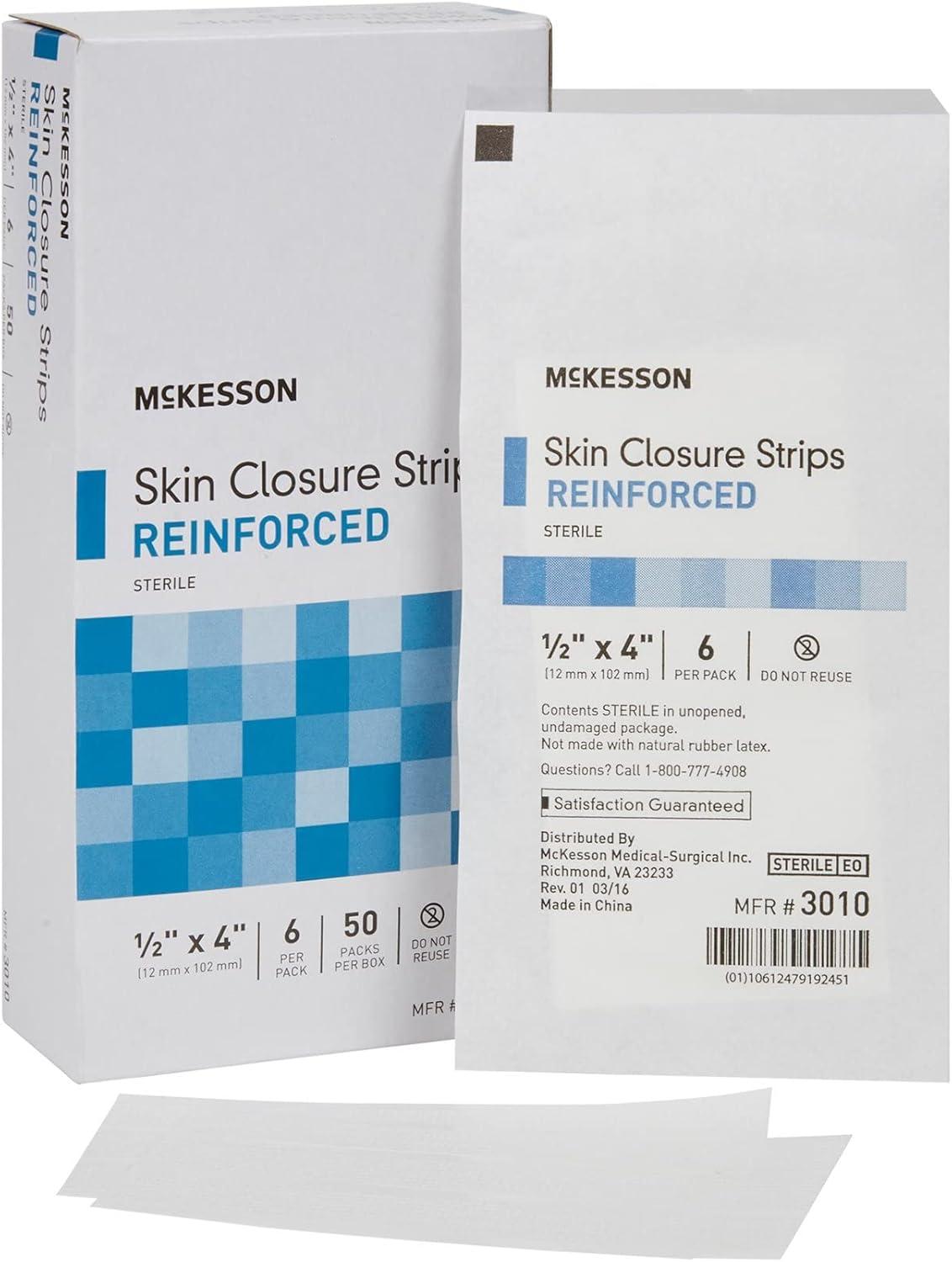 image:imageMcKesson Skin Closure Strips Sterile Reinforced 12 in x 4 in 50 Count