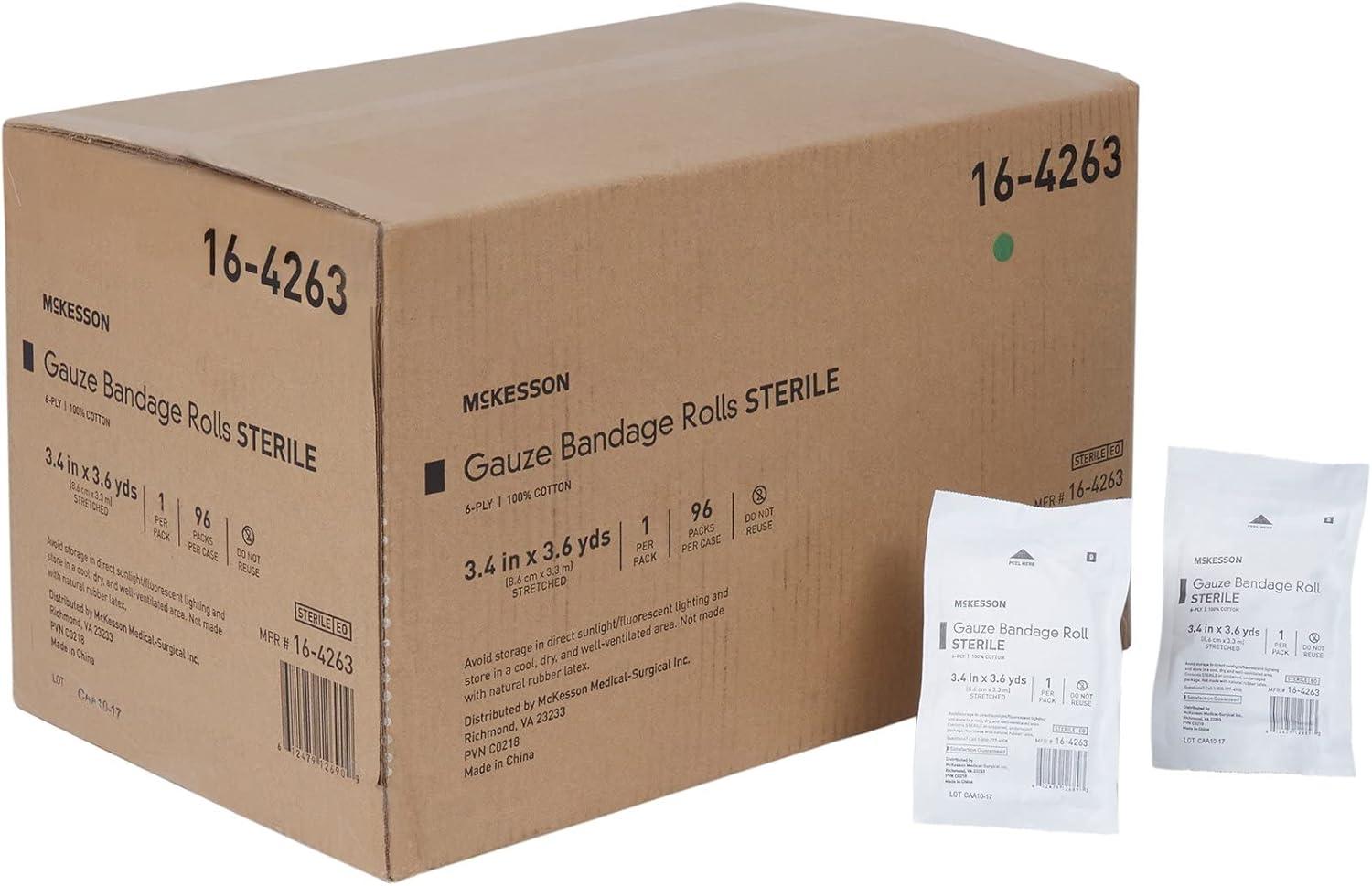 image:imageMcKesson Sterile Gauze Roll Bandages 6ply Premium Medical Supplies amp First Aid Supplies Bandage Wrap Vet Wrap 96 Pack 34 in x 36 Yards34 x 36 yd 96 Count