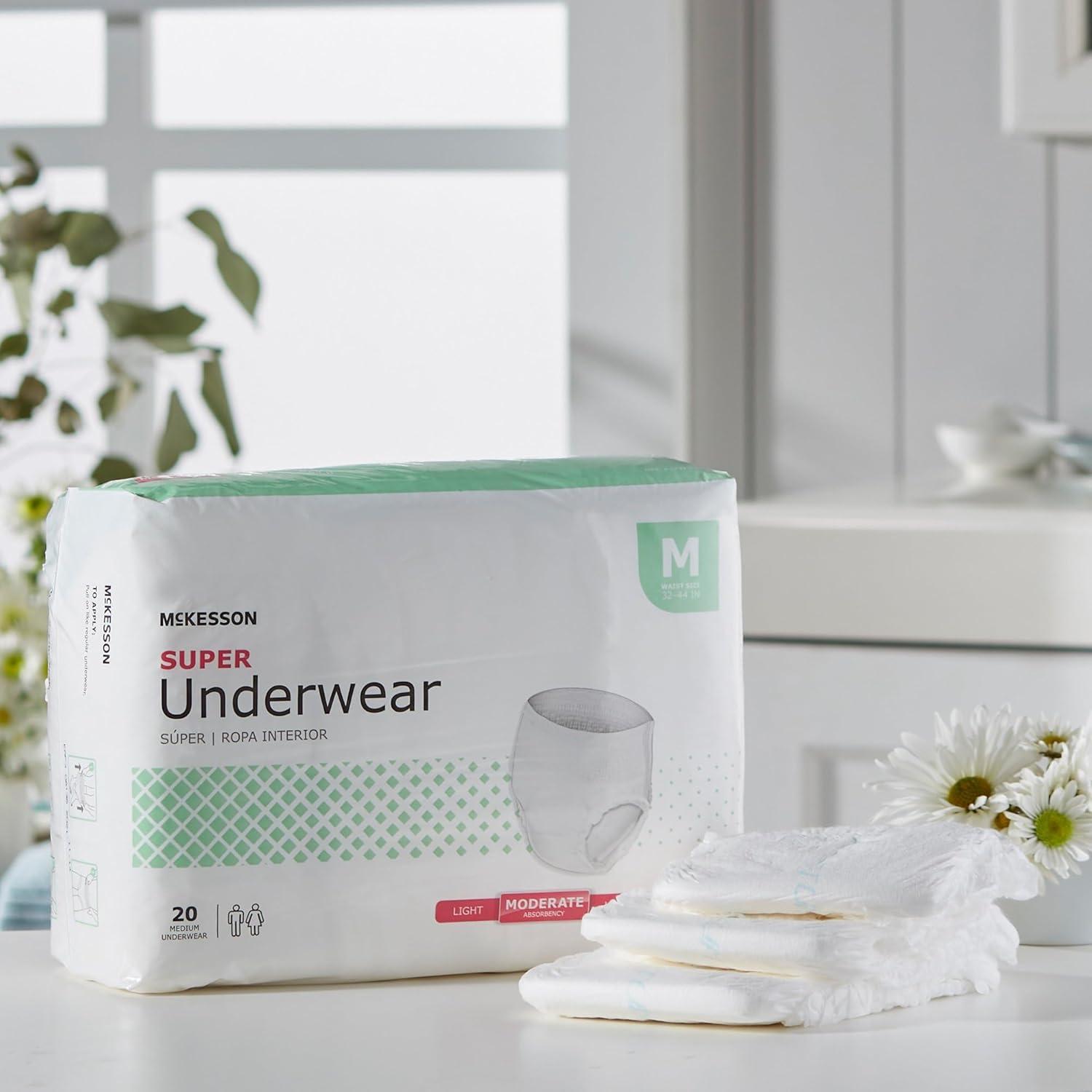 image:imageMcKesson Super Adult Incontinence Underwear 22 Count Moderate Absorbency Small 2034 in Unisex Bladder Leak Protection PullOn Style with TearAway Sides Postpartum and Incontinence SupportMedium