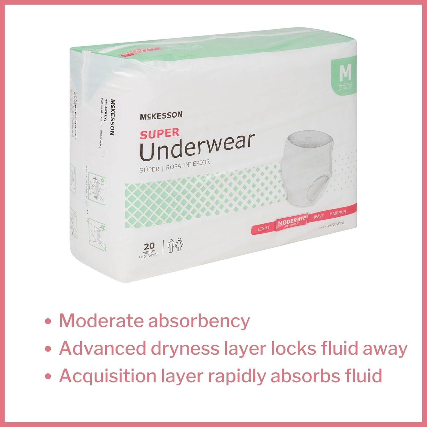 image:imageMcKesson Super Adult Incontinence Underwear 22 Count Moderate Absorbency Small 2034 in Unisex Bladder Leak Protection PullOn Style with TearAway Sides Postpartum and Incontinence SupportMedium