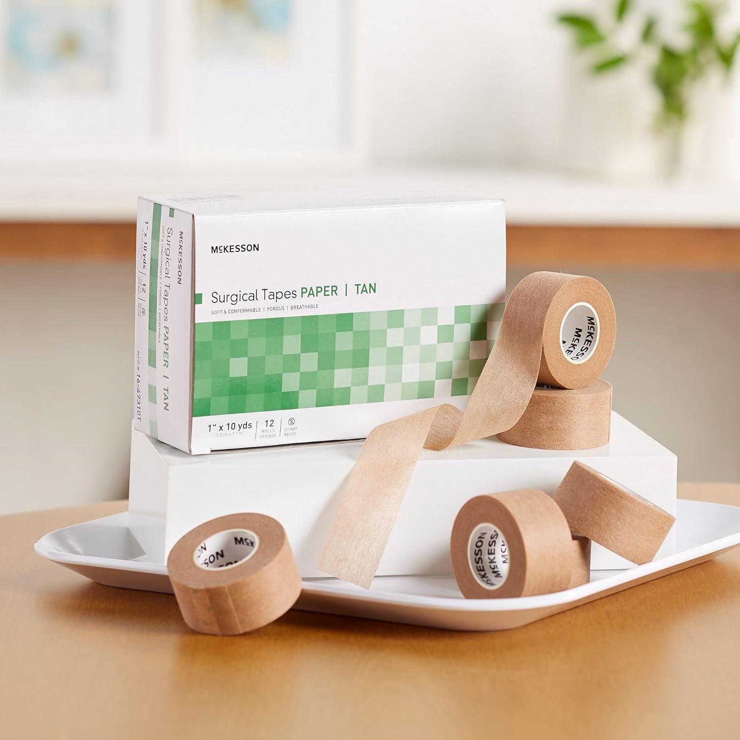 image:imageMcKesson Surgical Tapes NonSterile Breathable Paper 12 in x 10 yds 24 Rolls 12 Packs 288 Total1 Inch X 10 Yard 144 ct