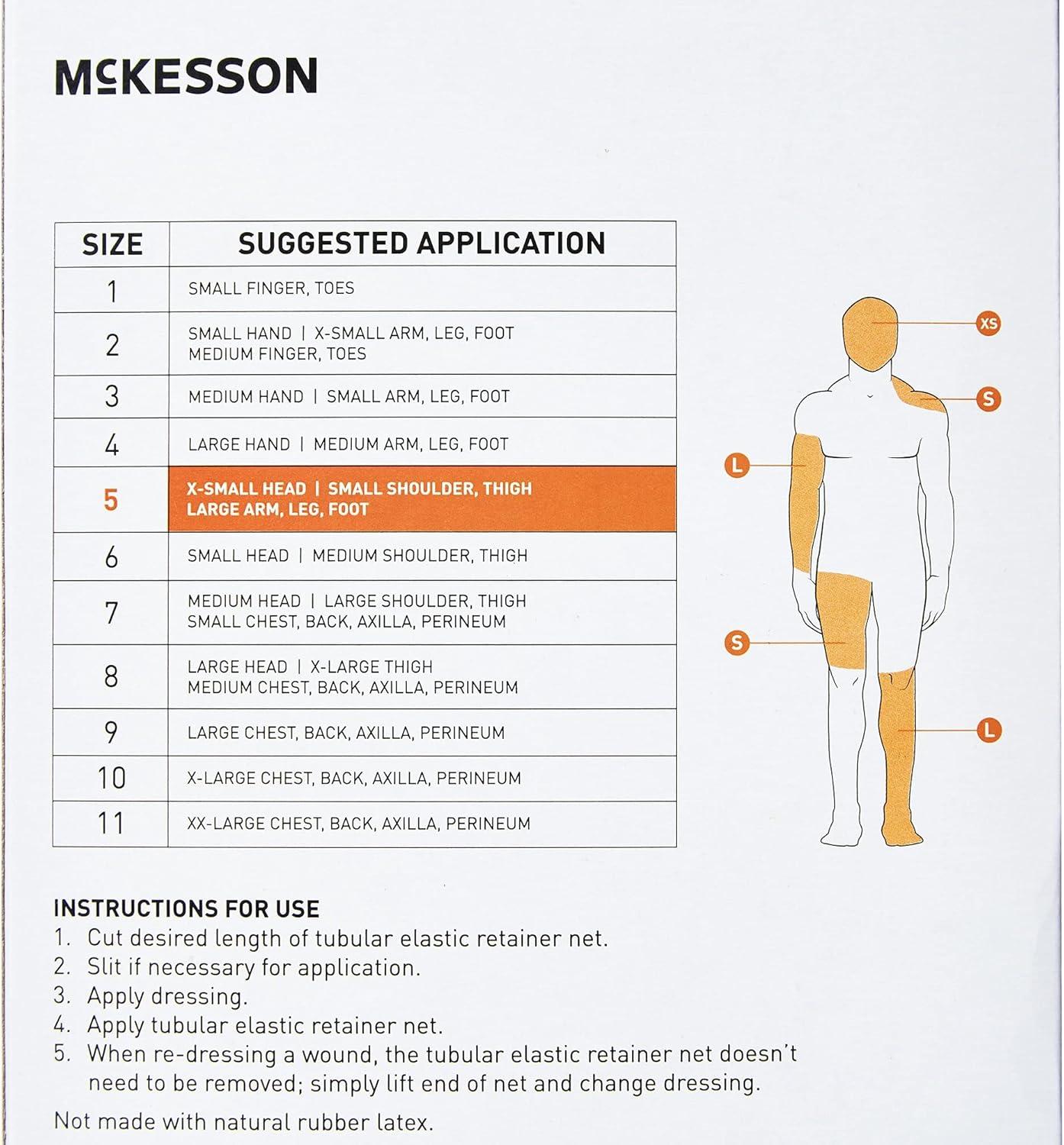 image:imageMcKesson Tubular Elastic Retainer Net Dressing NonSterile XS Head Small Shoulder Thigh Size 5 14 12 in x 25 yd 1 Count 1 PackSize 5 1 Count