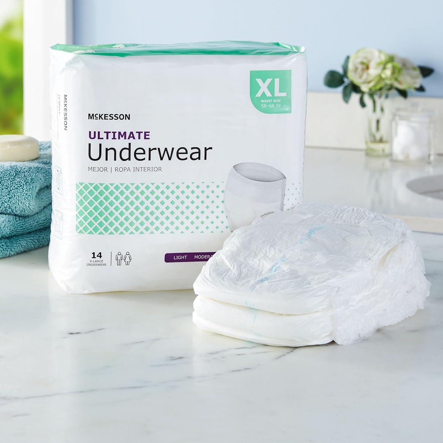 image:imageMcKesson Ultimate Adult Incontinence Underwear 20 Count Medium 3244 in Maximum Absorbency Unisex Bladder Leak Protection PullOn Style with TearAway Sides for Postpartum and IncontinenceXLarge 56 Count