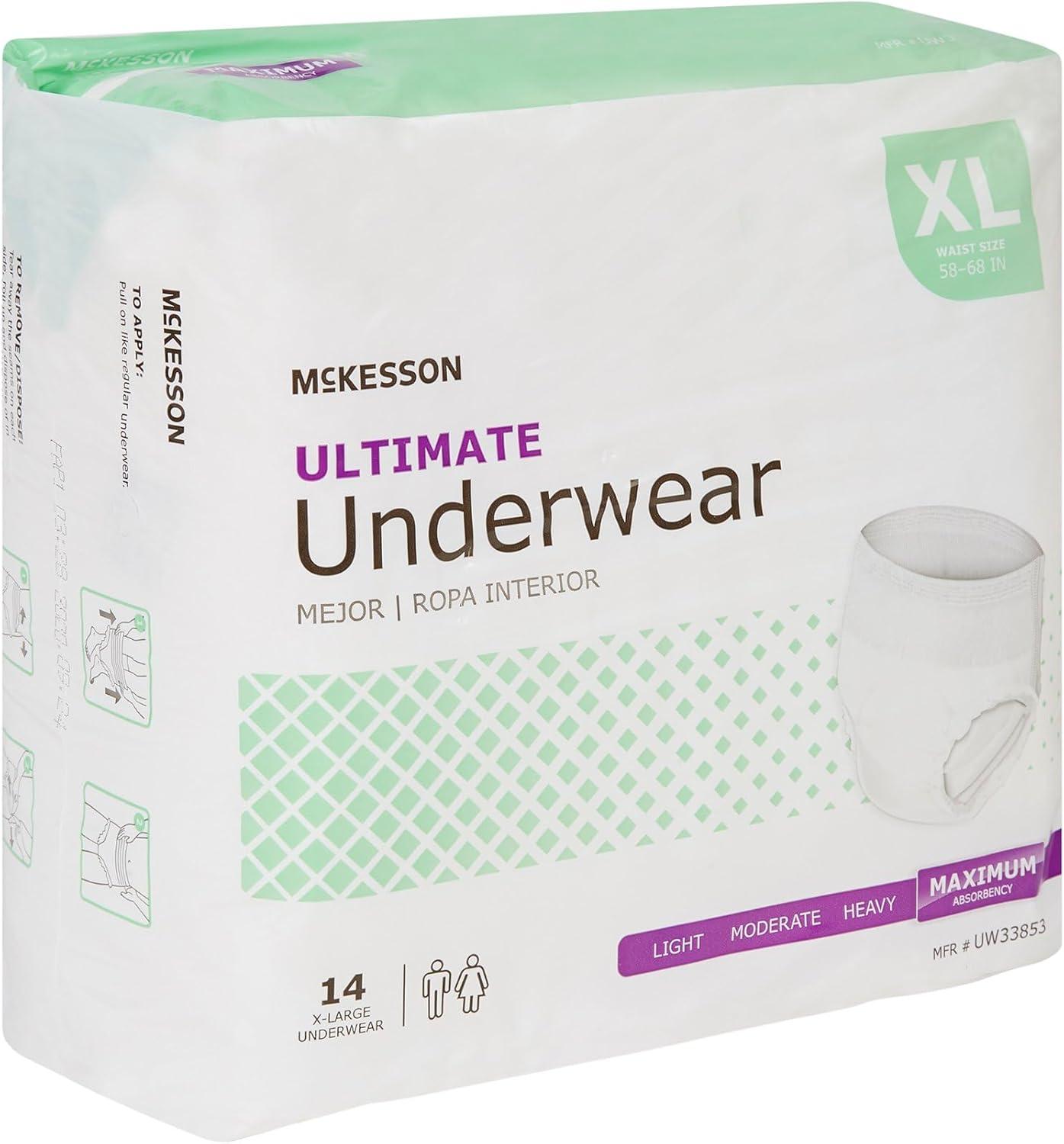 image:imageMcKesson Ultimate Adult Incontinence Underwear 20 Count Medium 3244 in Maximum Absorbency Unisex Bladder Leak Protection PullOn Style with TearAway Sides for Postpartum and IncontinenceXLarge