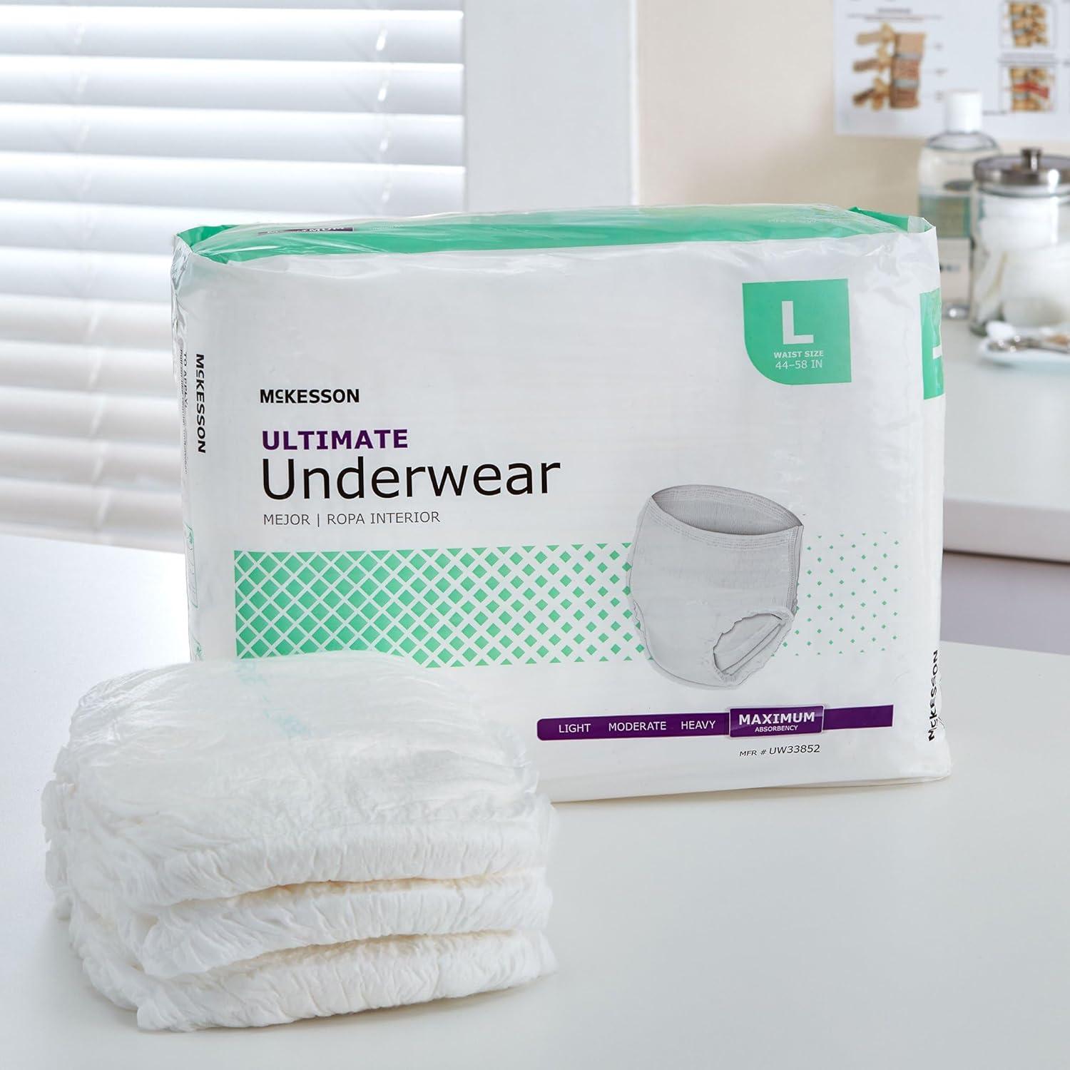 image:imageMcKesson Ultimate Adult Incontinence Underwear 20 Count Medium 3244 in Maximum Absorbency Unisex Bladder Leak Protection PullOn Style with TearAway Sides for Postpartum and IncontinenceLarge 72 Count