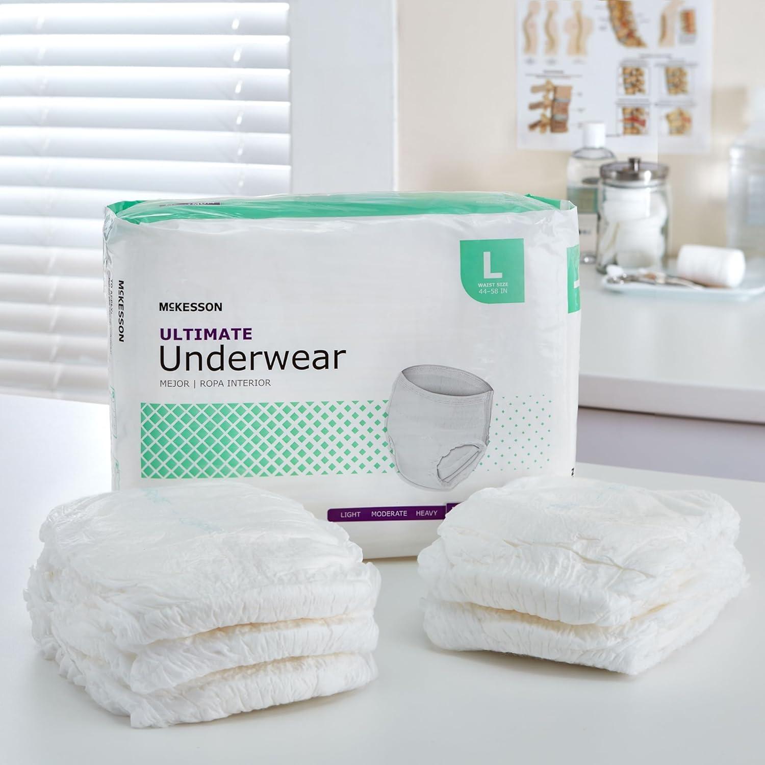 image:imageMcKesson Ultimate Adult Incontinence Underwear 20 Count Medium 3244 in Maximum Absorbency Unisex Bladder Leak Protection PullOn Style with TearAway Sides for Postpartum and IncontinenceLarge 72 Count