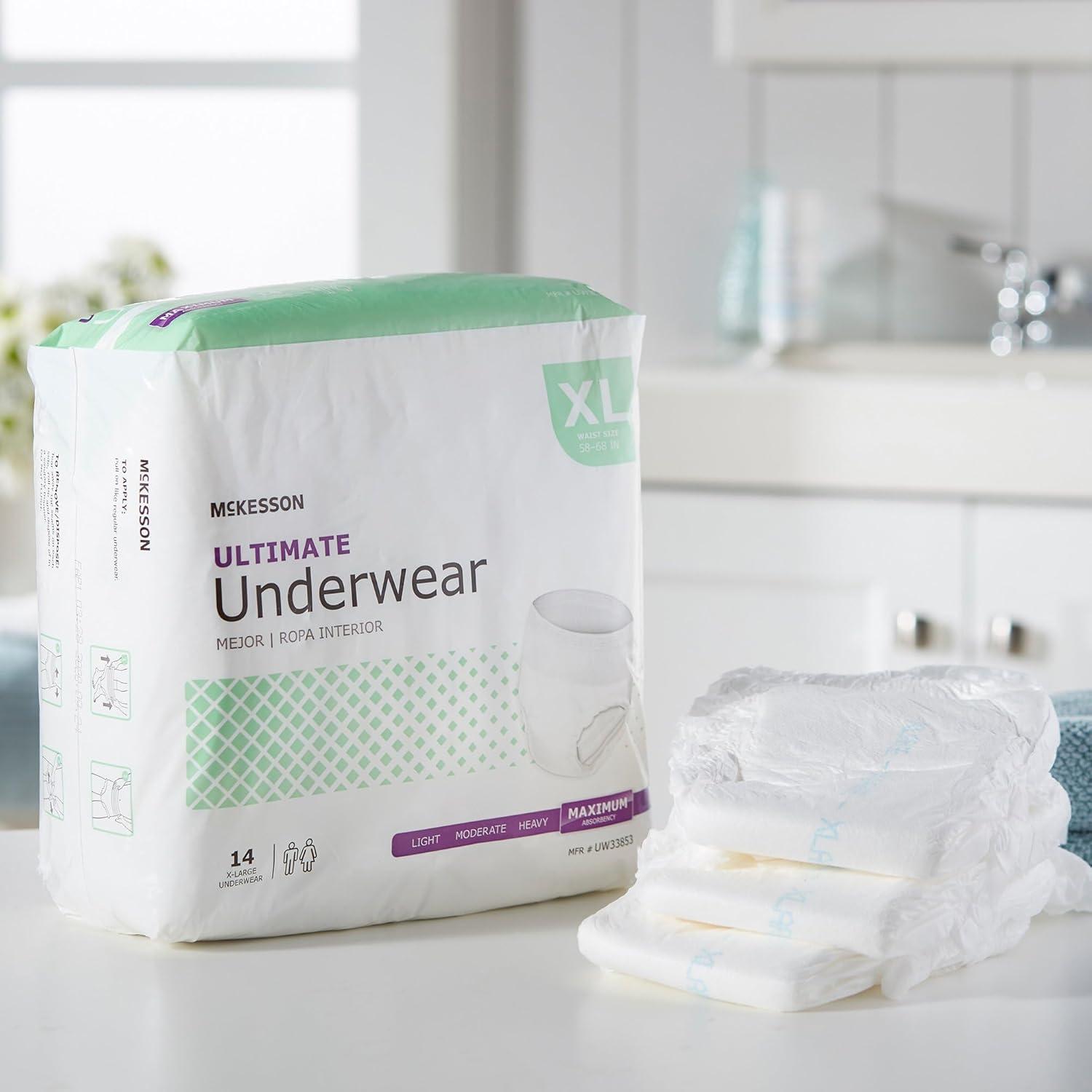 image:imageMcKesson Ultimate Adult Incontinence Underwear 20 Count Medium 3244 in Maximum Absorbency Unisex Bladder Leak Protection PullOn Style with TearAway Sides for Postpartum and IncontinenceXLarge 56 Count