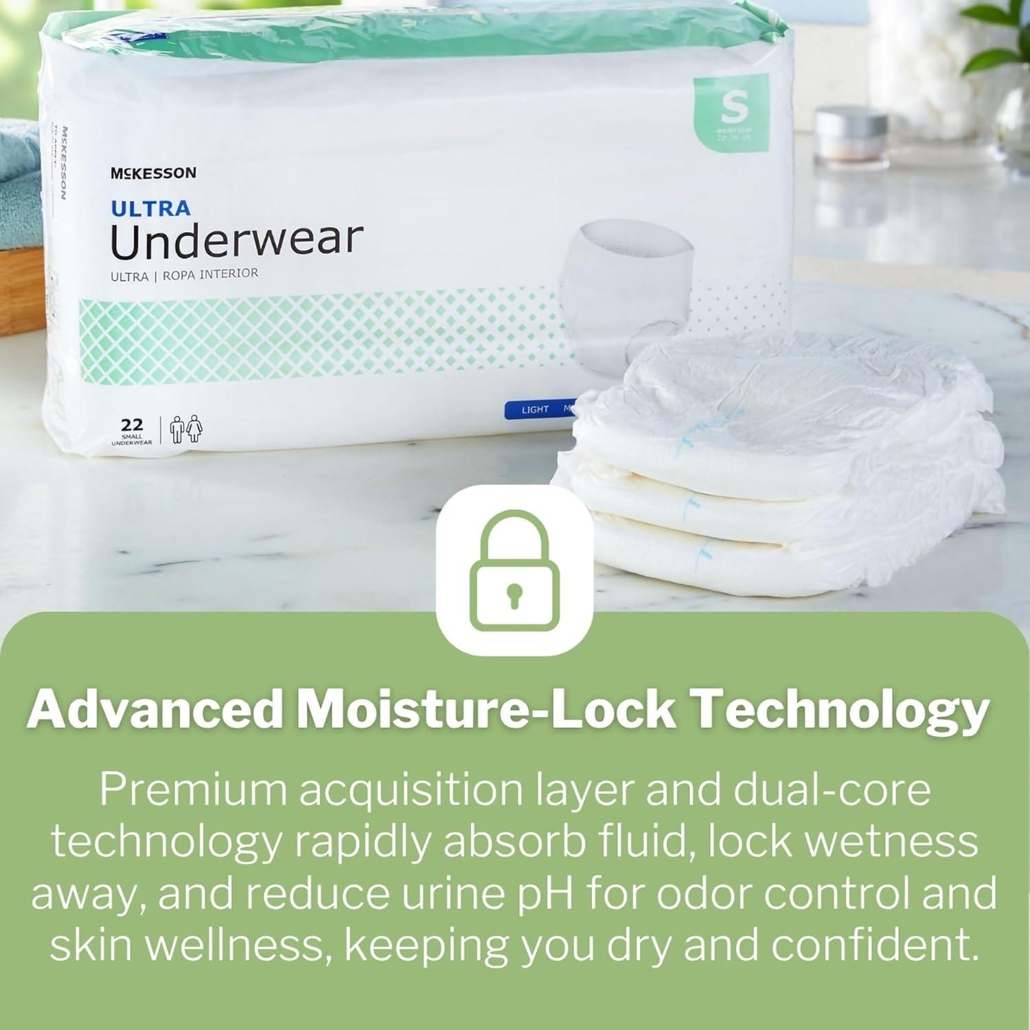 image:imageMcKesson Ultra Adult Incontinence Underwear 88 Count Heavy Absorbency Small 2236 in Unisex Bladder Leak Protection PullOn Style with TearAway Sides Postpartum and Incontinence Support