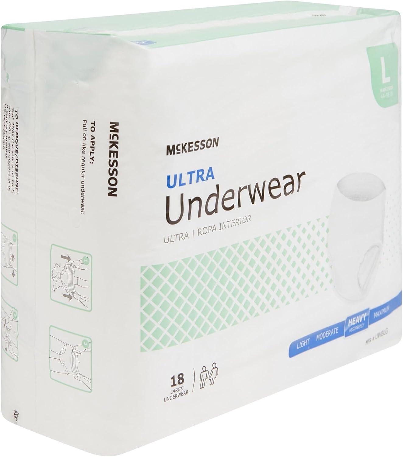 image:imageMcKesson Ultra Adult Incontinence Underwear 88 Count Heavy Absorbency Small 2236 in Unisex Bladder Leak Protection PullOn Style with TearAway Sides Postpartum and Incontinence SupportLarge 18 Count