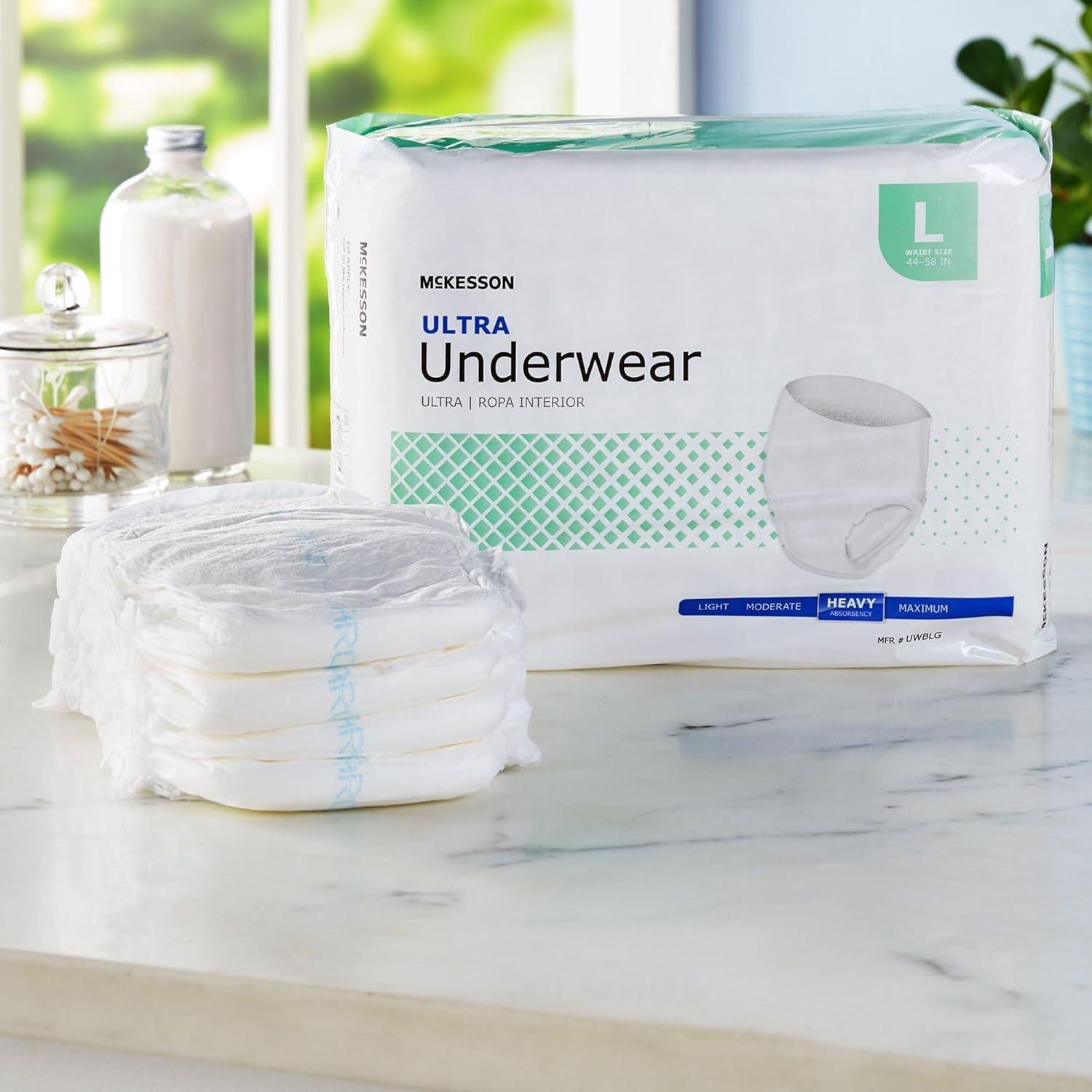 image:imageMcKesson Ultra Adult Incontinence Underwear 88 Count Heavy Absorbency Small 2236 in Unisex Bladder Leak Protection PullOn Style with TearAway Sides Postpartum and Incontinence SupportLarge 72 Count