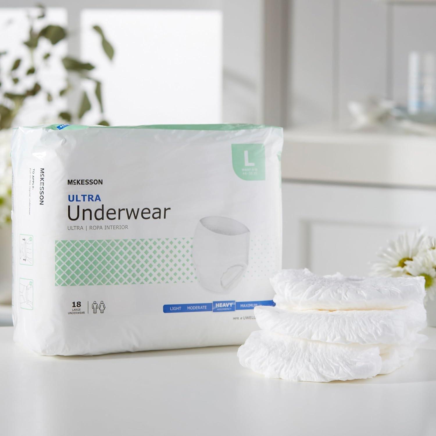 image:imageMcKesson Ultra Adult Incontinence Underwear 88 Count Heavy Absorbency Small 2236 in Unisex Bladder Leak Protection PullOn Style with TearAway Sides Postpartum and Incontinence SupportLarge 72 Count