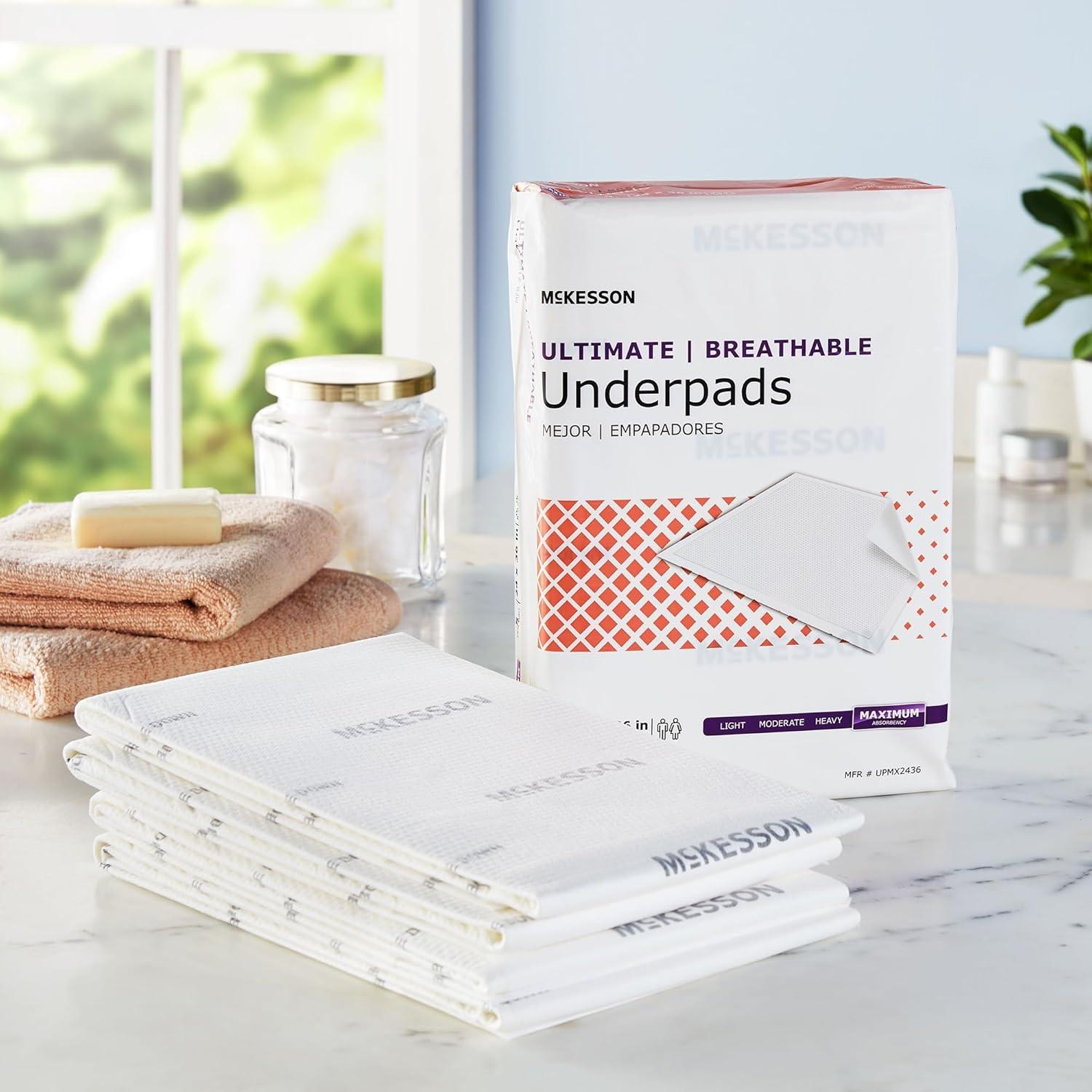 image:imageMcKesson Underpads Disposable Bed Pads 24 x 36 5 Count Maximum Absorbency Maximum Breathable Incontinence Chux Pads for Adults Elderly and Baby Pee Pads24x36 Inch Pack of 5