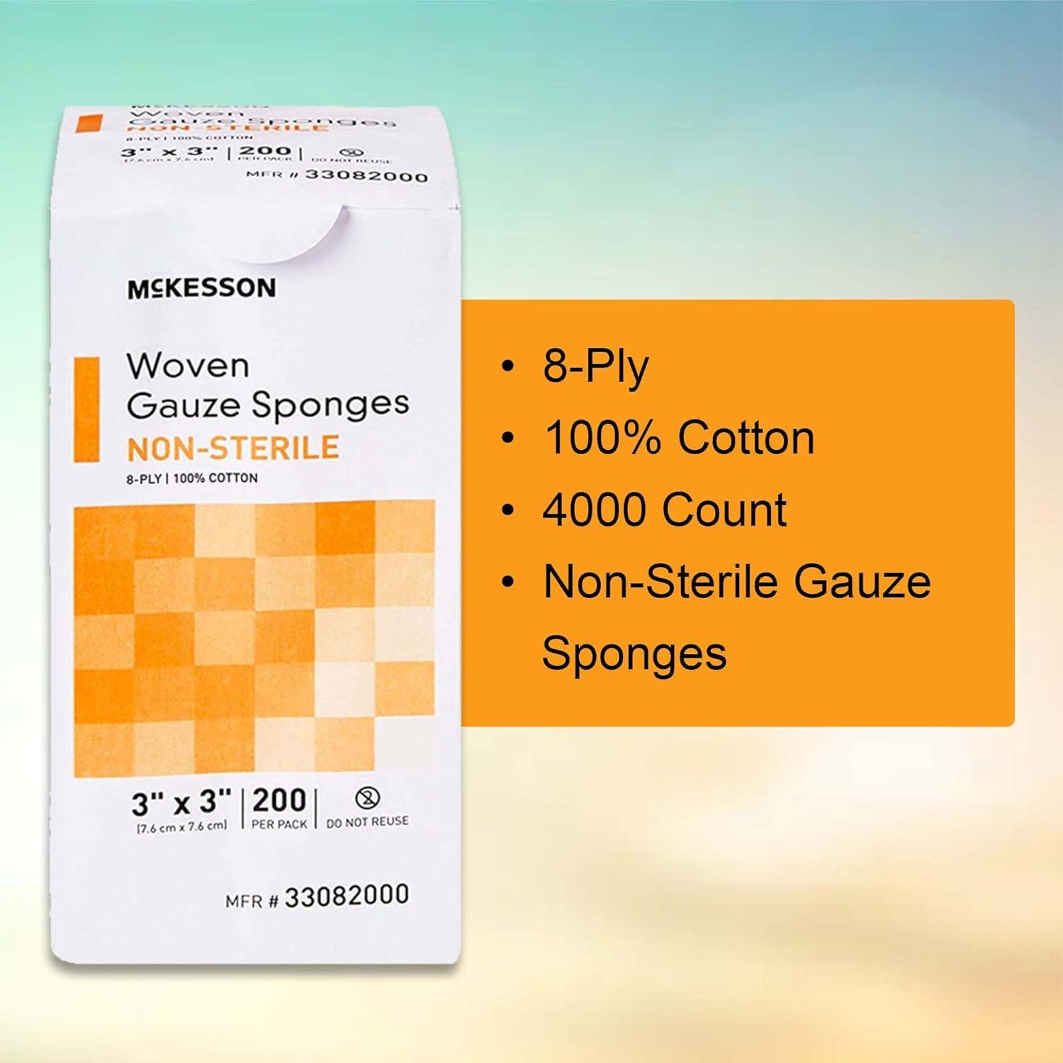 image:imageMcKesson Woven Gauze Sponges NonSterile 8Ply 100 Cotton 3 in x 3 in 200 per Pack 20 Packs 4000 Total