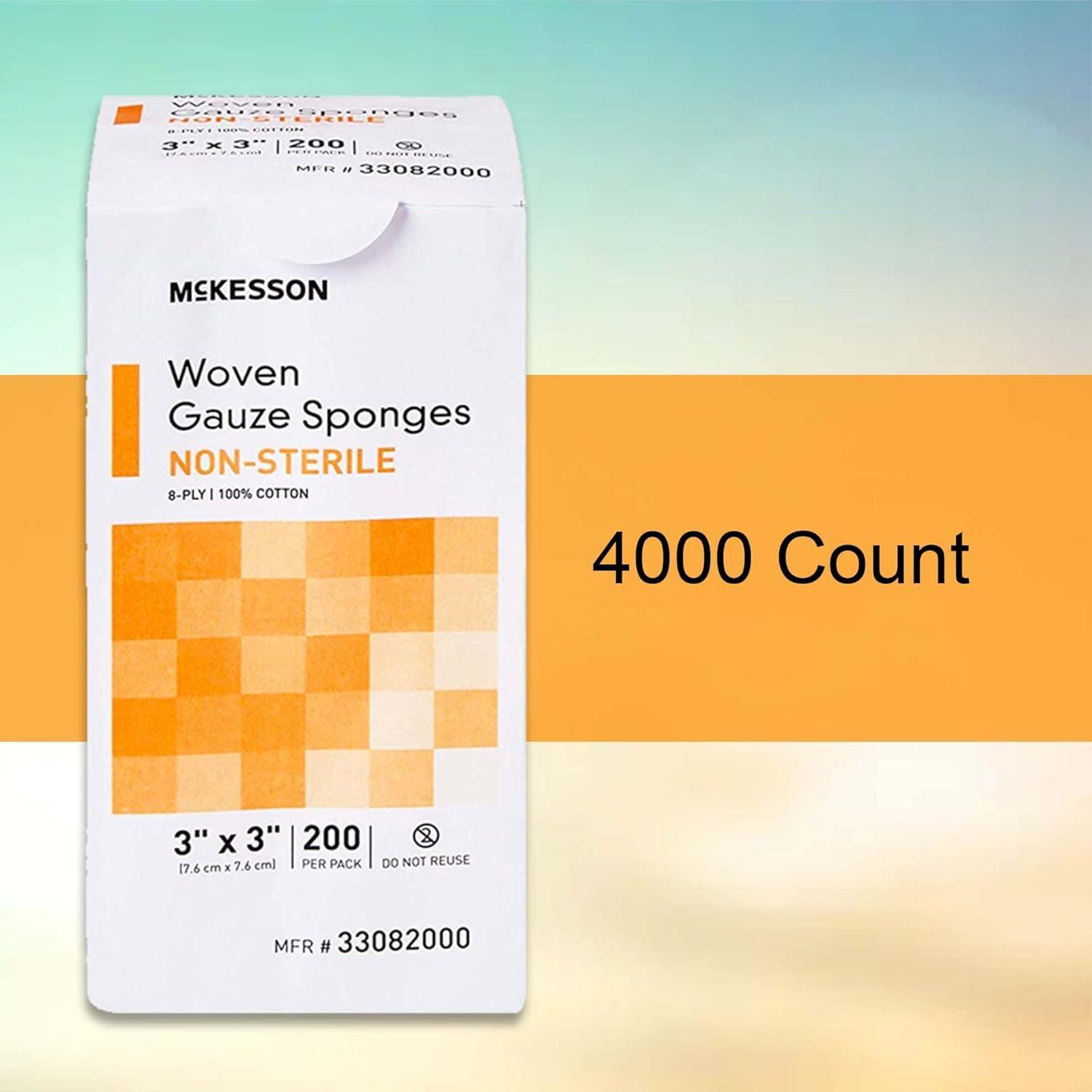 image:imageMcKesson Woven Gauze Sponges NonSterile 8Ply 100 Cotton 3 in x 3 in 200 per Pack 20 Packs 4000 Total