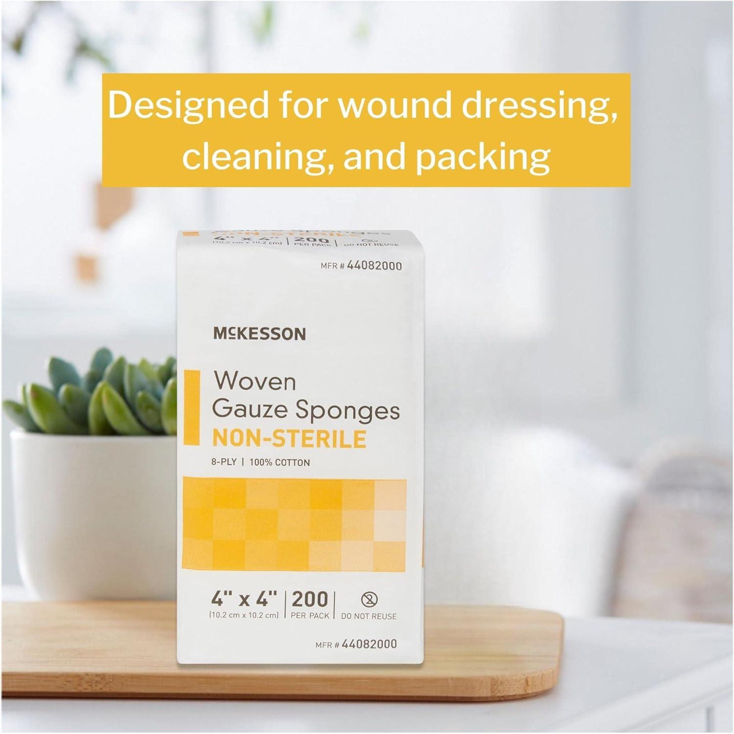 image:imageMcKesson Woven Gauze Sponges NonSterile 8Ply 100 Cotton 4 in x 4 in 200 per Pack 1 Pack