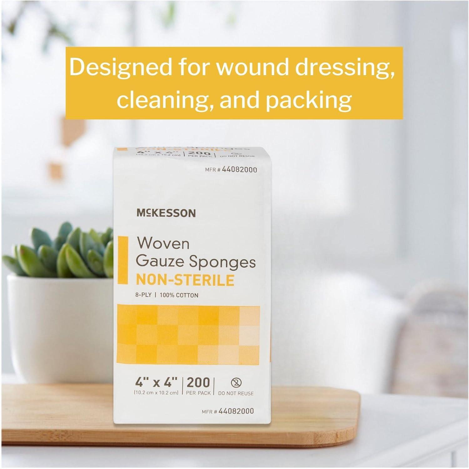 image:imageMcKesson Woven Gauze Sponges NonSterile 8Ply 100 Cotton 4 in x 4 in 200 per Pack 20 Packs 4000 Total