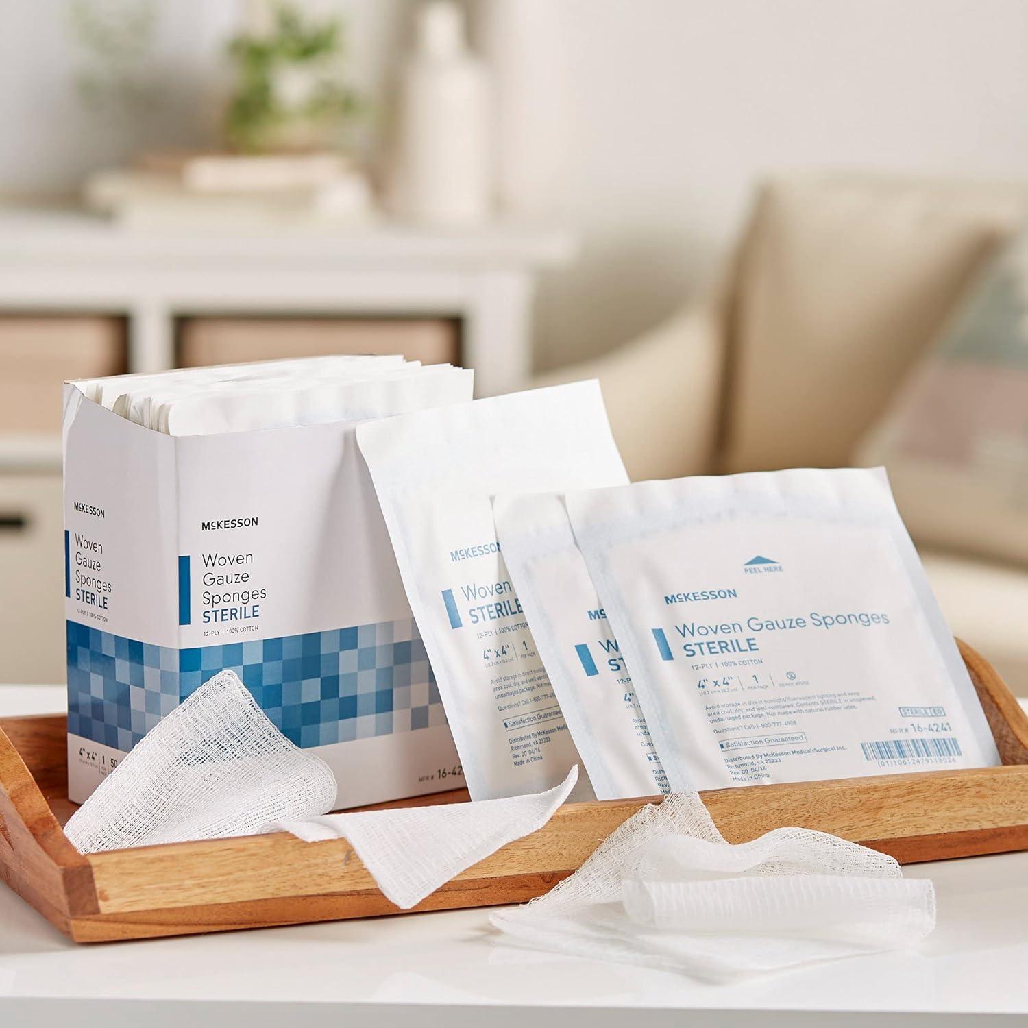 image:imageMcKesson Woven Gauze Sponges Sterile 12Ply 100 Cotton 4 X 4 Inch 50 ct4 X 4 Inch 50 ct