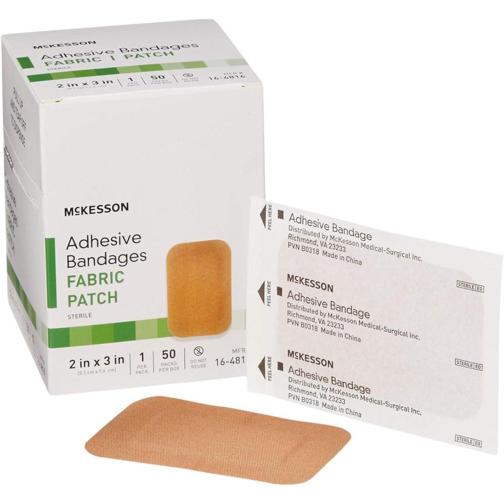 image:imageMcKesson Adhesive Bandages Sterile Fabric Patch 2 in x 3 in 50 Count 2 Packs 100 Total2 X 3 Inch 1200 Count