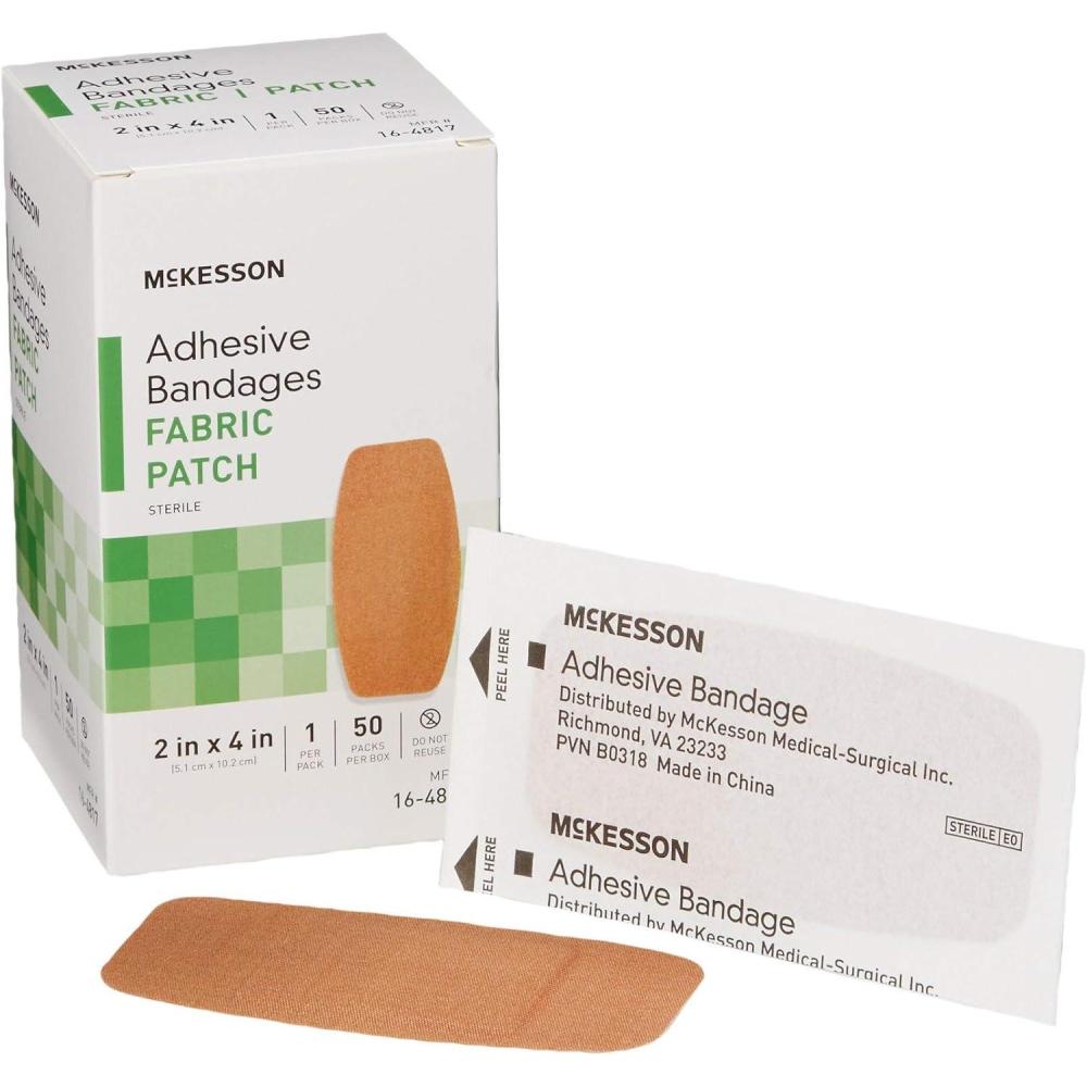 image:imageMcKesson Adhesive Bandages Sterile Fabric Patch 2 in x 3 in 50 Count 2 Packs 100 Total2 X 4 Inch 1200 Count